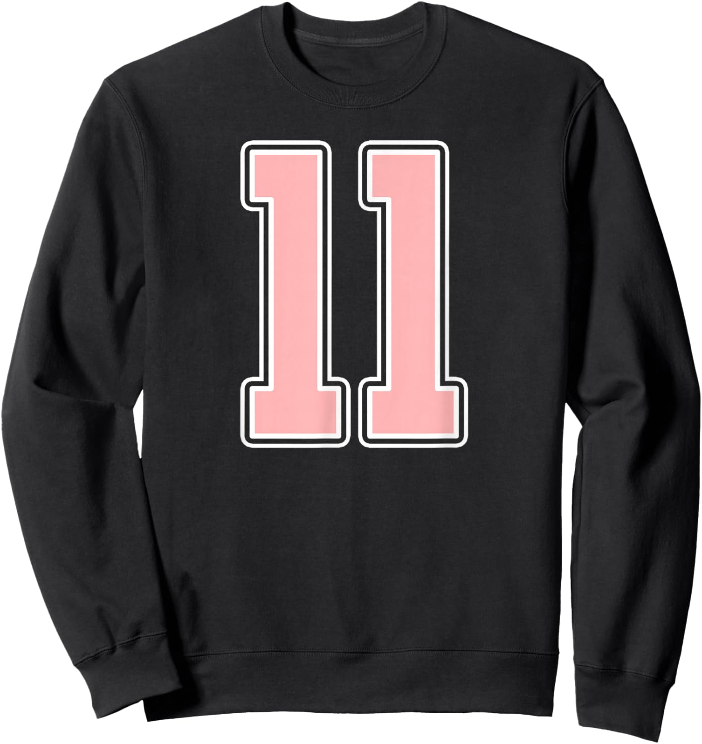 Cute Pink and White Number 11 Jersey Player Uniform #11 Fan Sweatshirt - Sweatshirt | Black