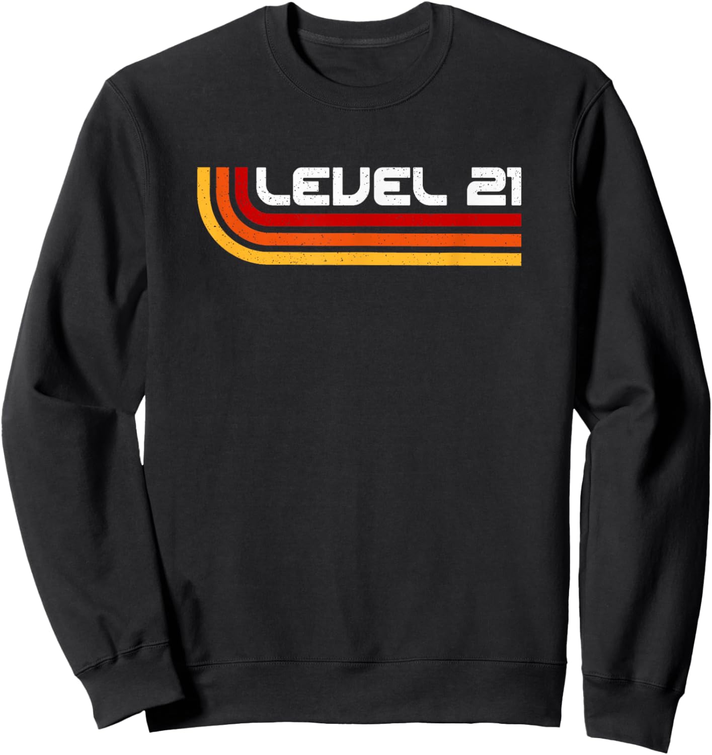 Level 21 | Vintage Gamers 21st Oldschool Aesthetic Birthday Sweatshirt - Sweatshirt | Black