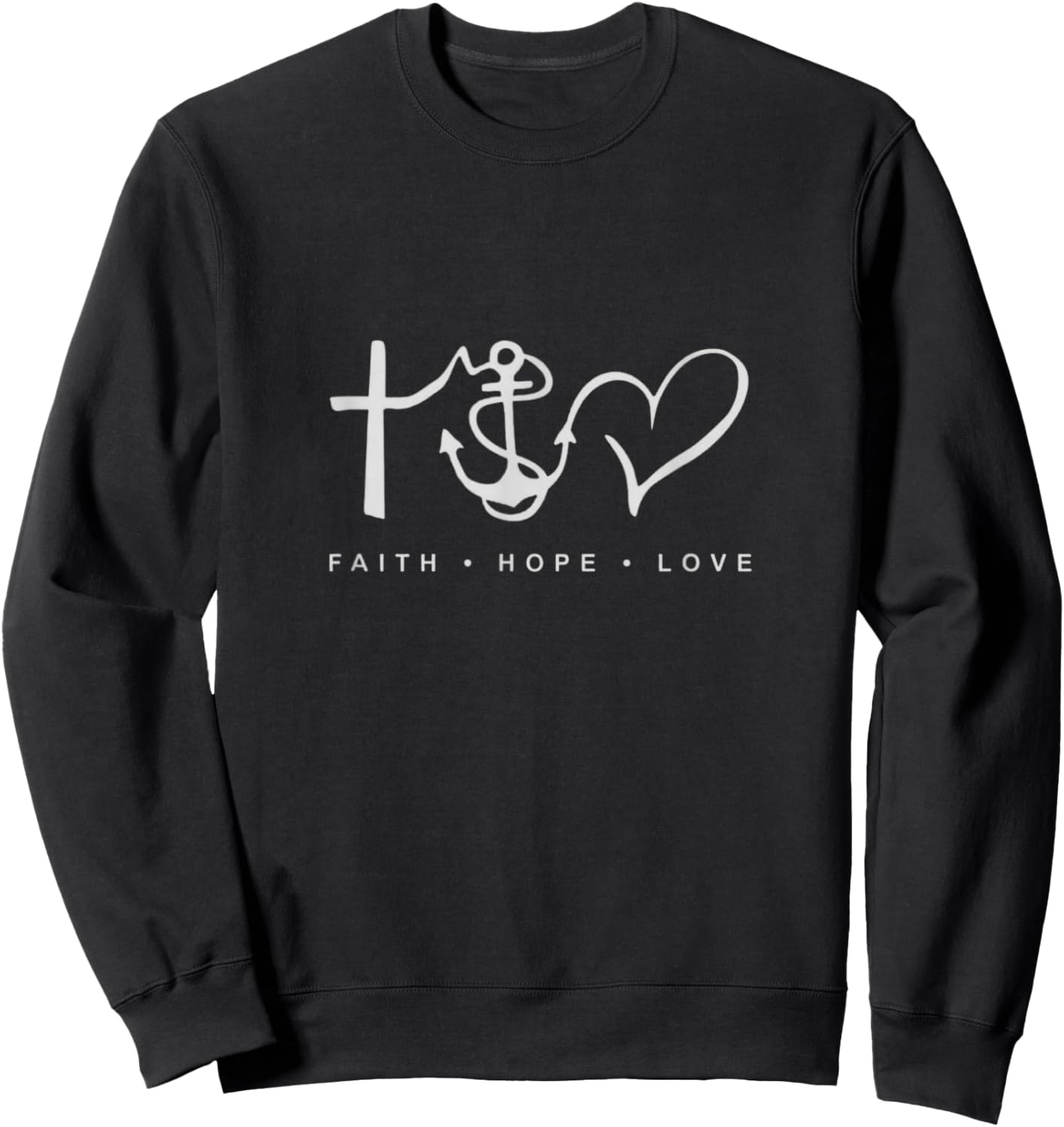 Collection Faith Hope Love Minimalist Design Anchor Heart Sweatshirt - Sweatshirt | Black