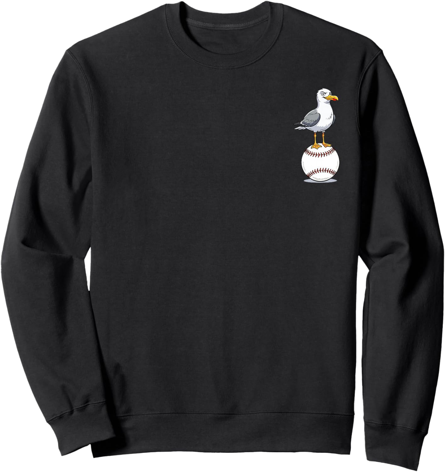 (2 Sided) Mine Seagull Funny Bird Playing Baseball Sweatshirt - Sweatshirt | Black