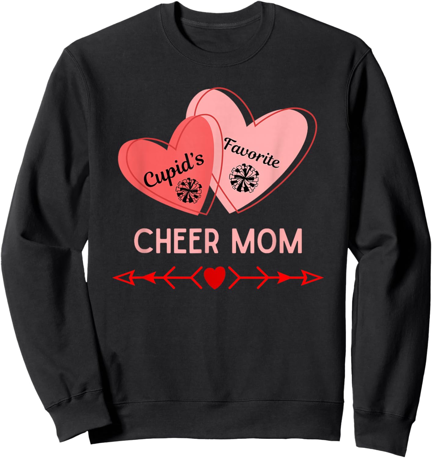 Cupid's Favorite Cheer Mom Valentine's Day Trendy Retro Cute Sweatshirt - Sweatshirt | Black
