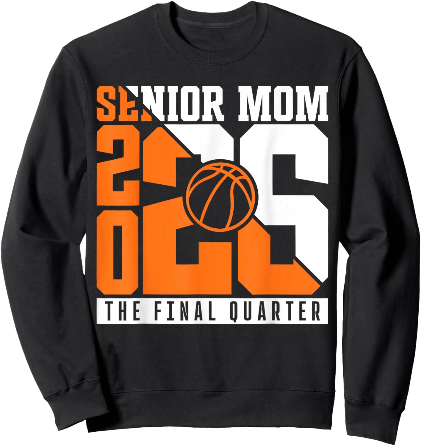 Groovy Senior Mom Class of 2026 Basketball Proud Mom Sports Sweatshirt - Sweatshirt | Black