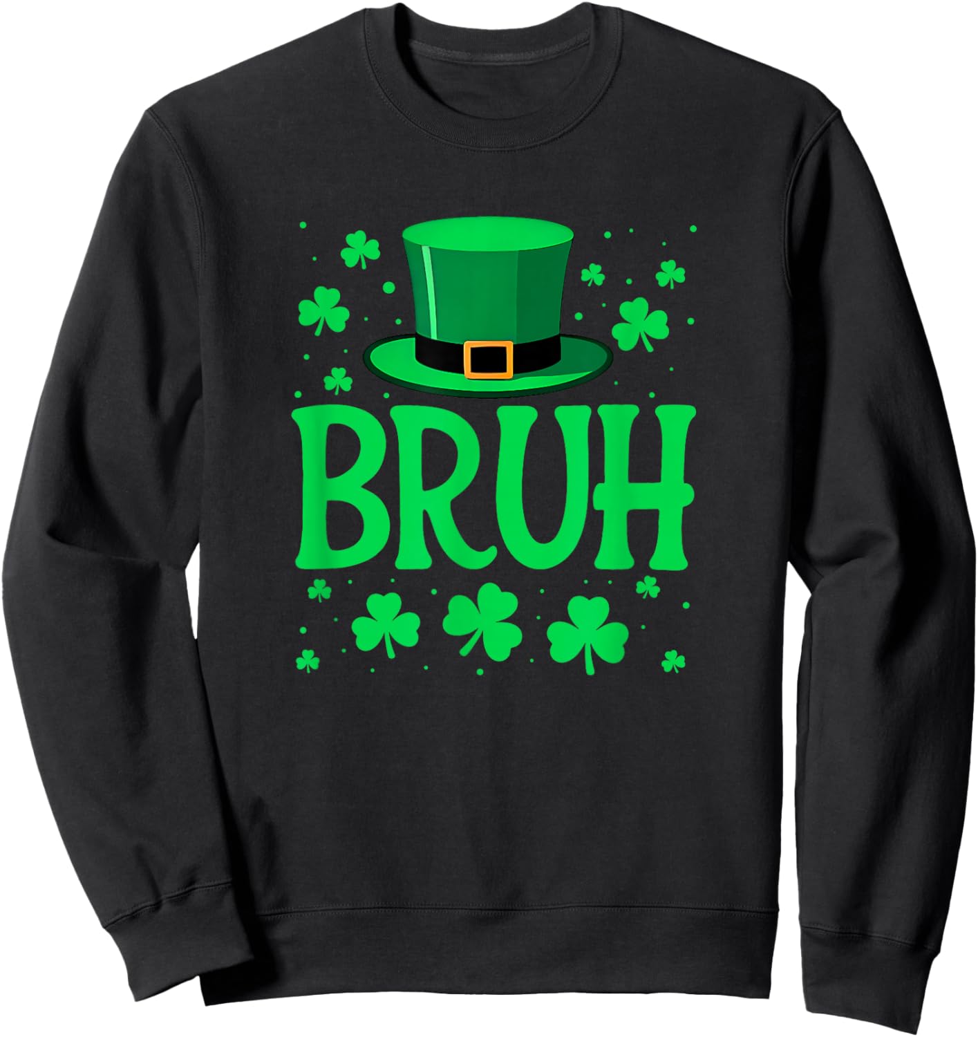 Bruh St Patricks Day Shamrock Saint Paddys Boys Teens Kids Sweatshirt - Sweatshirt | Black