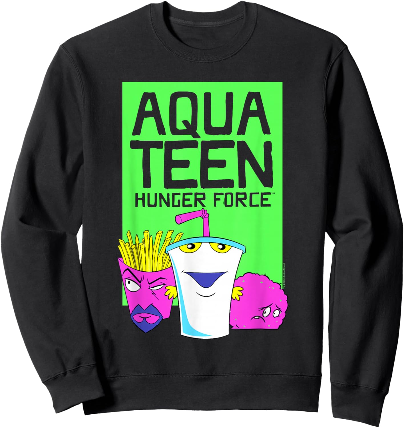 ATHF Neon Color Character Group Funny Cartoon Sweatshirt - Sweatshirt | Black
