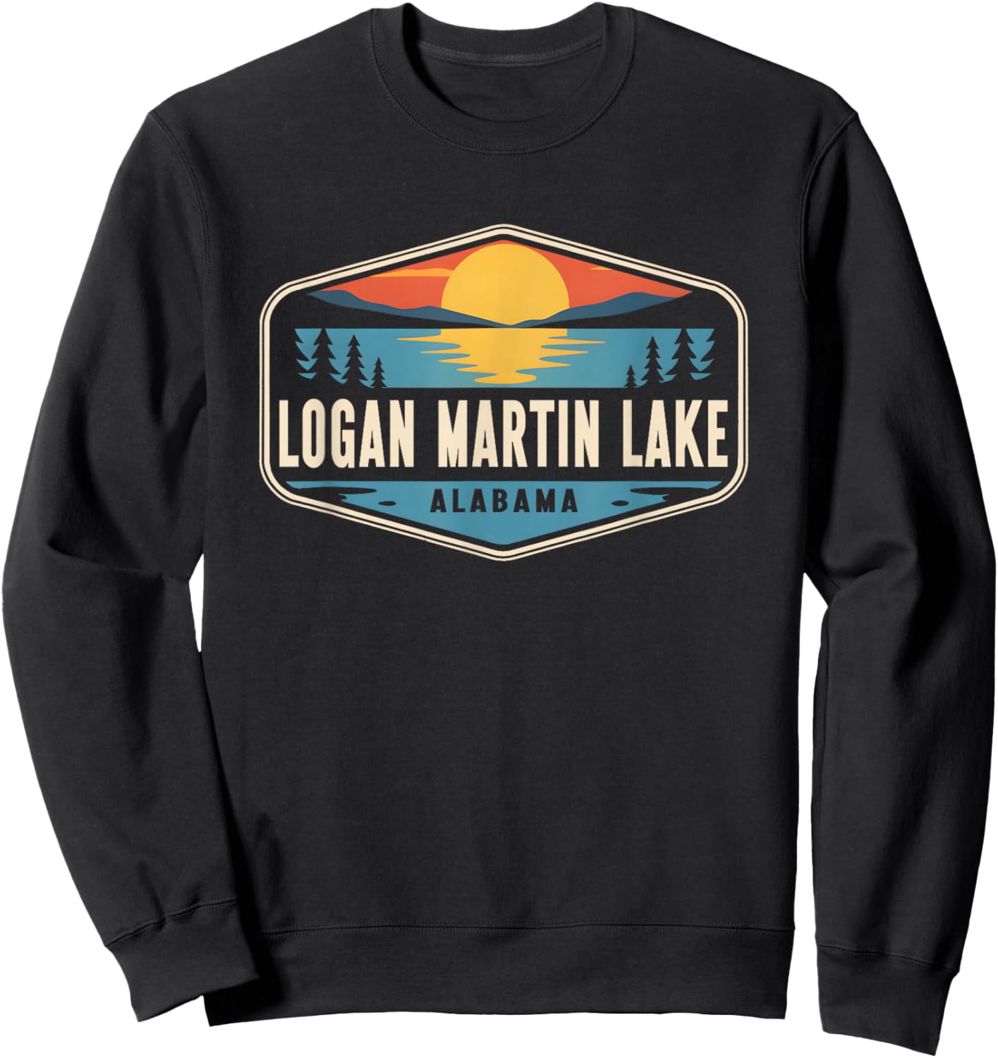 Logan Martin Lake Alabama Outdoors Vintage Sweatshirt - Sweatshirt | Black