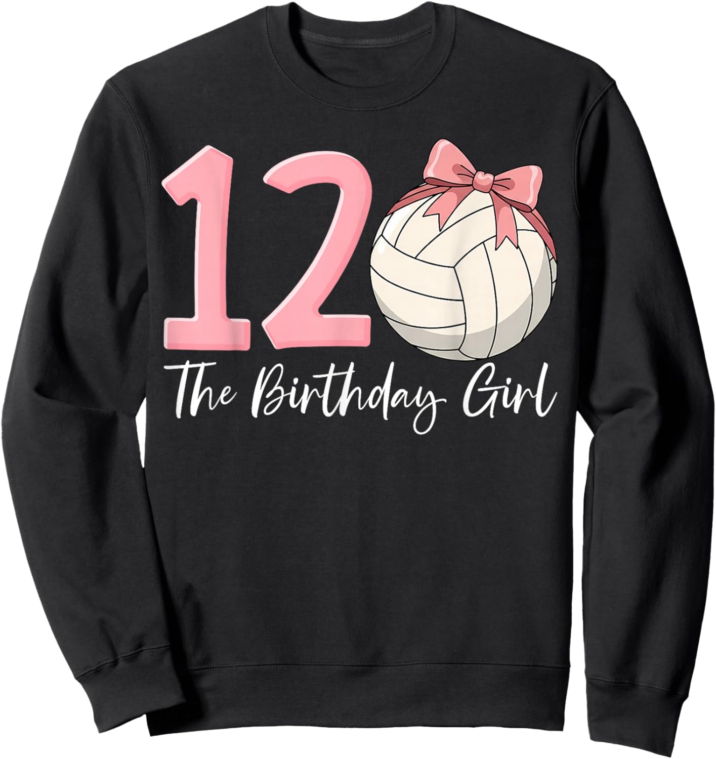 12th Birthday Girl Volleyball Ball Coquette Pink 12 Sweatshirt - Sweatshirt | Black