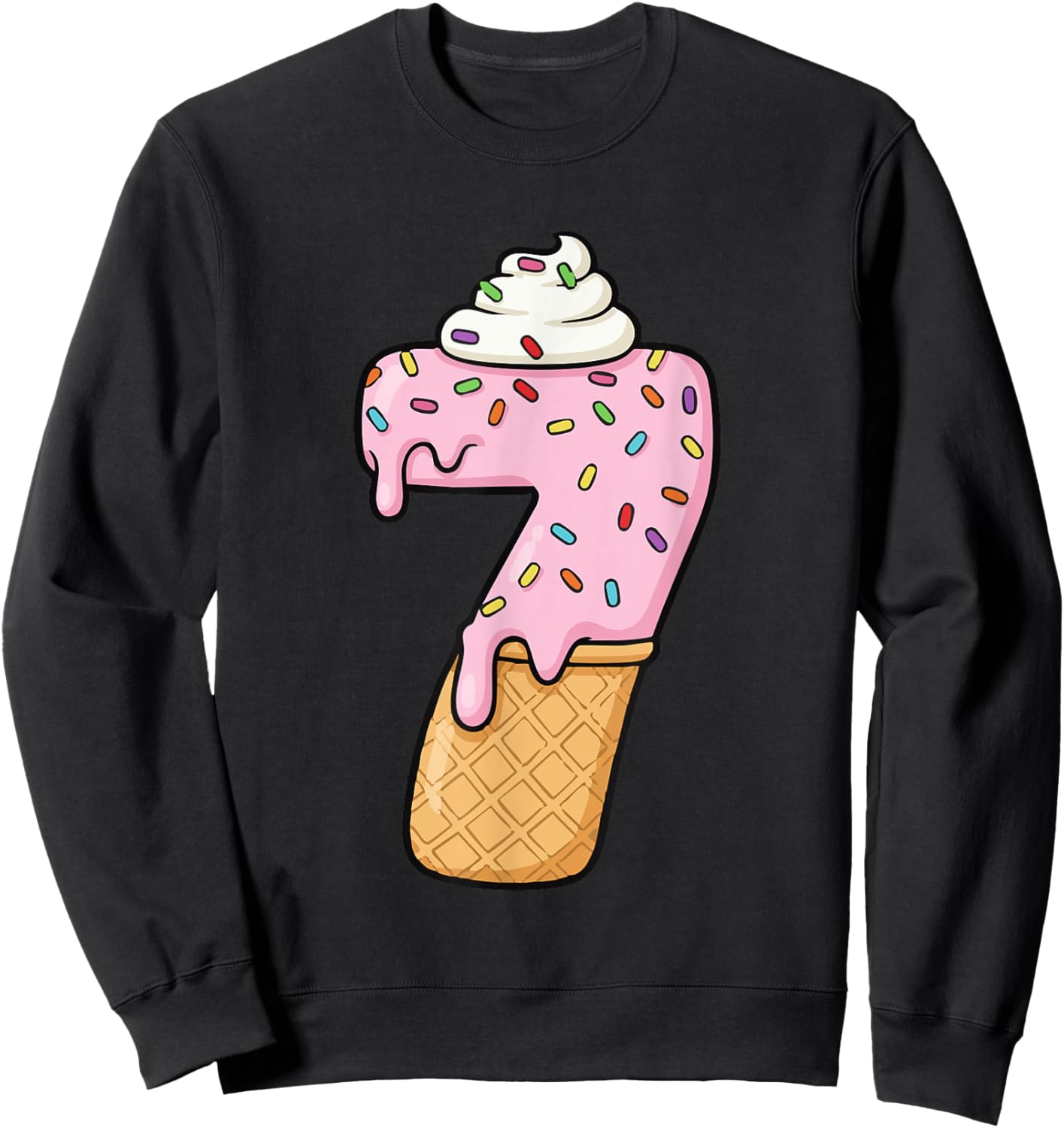 #7 Jersey Uniform Drip Teen Slang, Funny Ice Cream, 7th Sweatshirt - Sweatshirt | Black