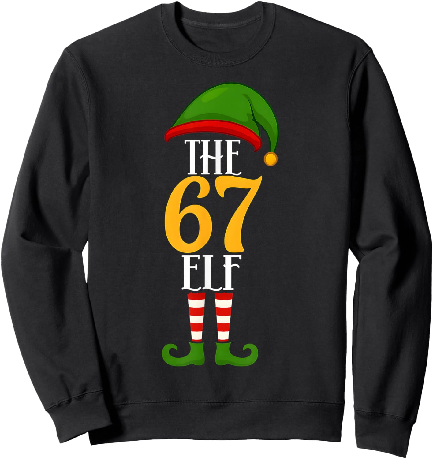 67 Christmas Elf Funny Six Seven Meme Boys Kids Matching Sweatshirt - Sweatshirt | Black