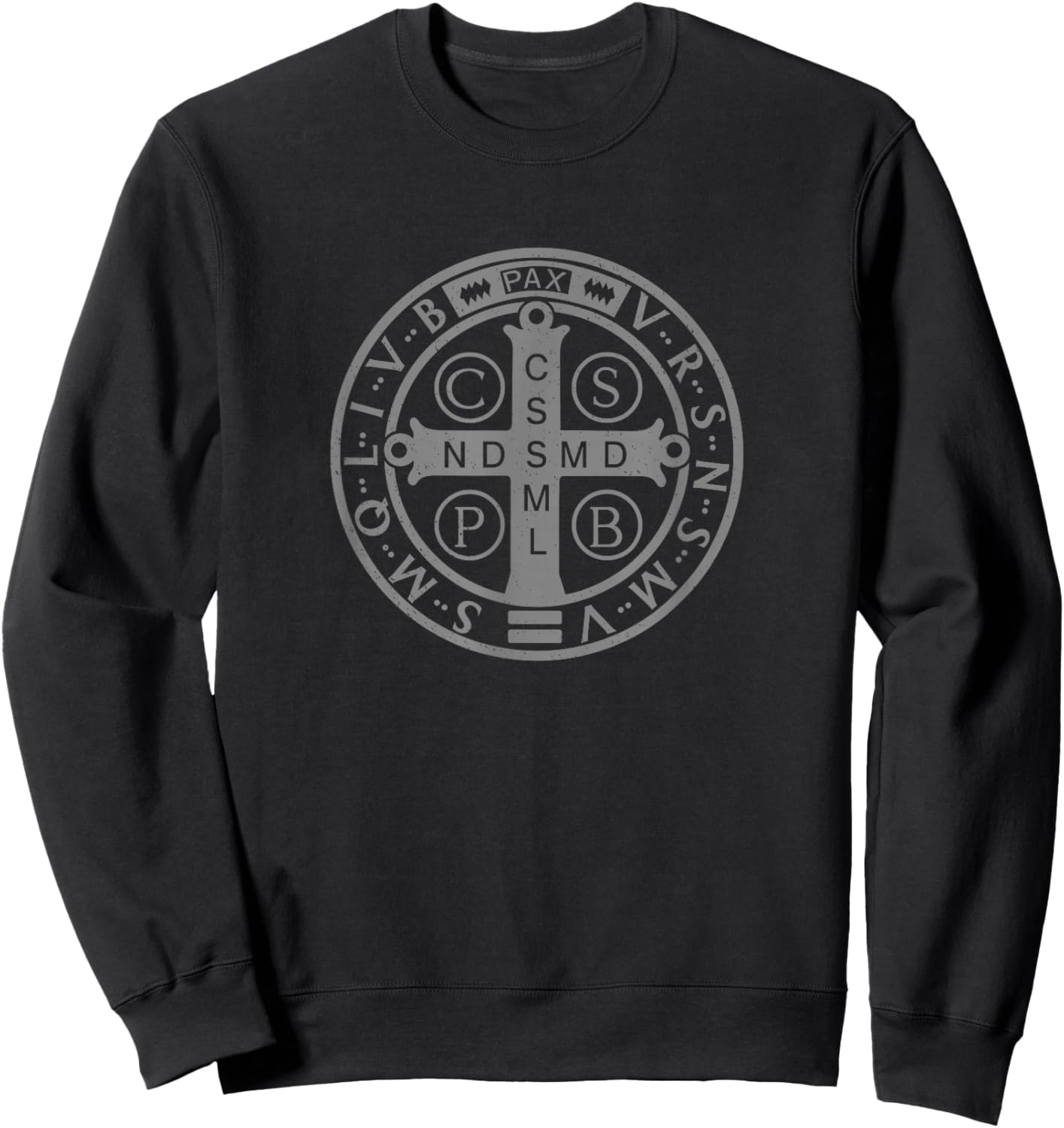 Medal of St Benedict Catholic Graphic Sweatshirt - Sweatshirt | Black