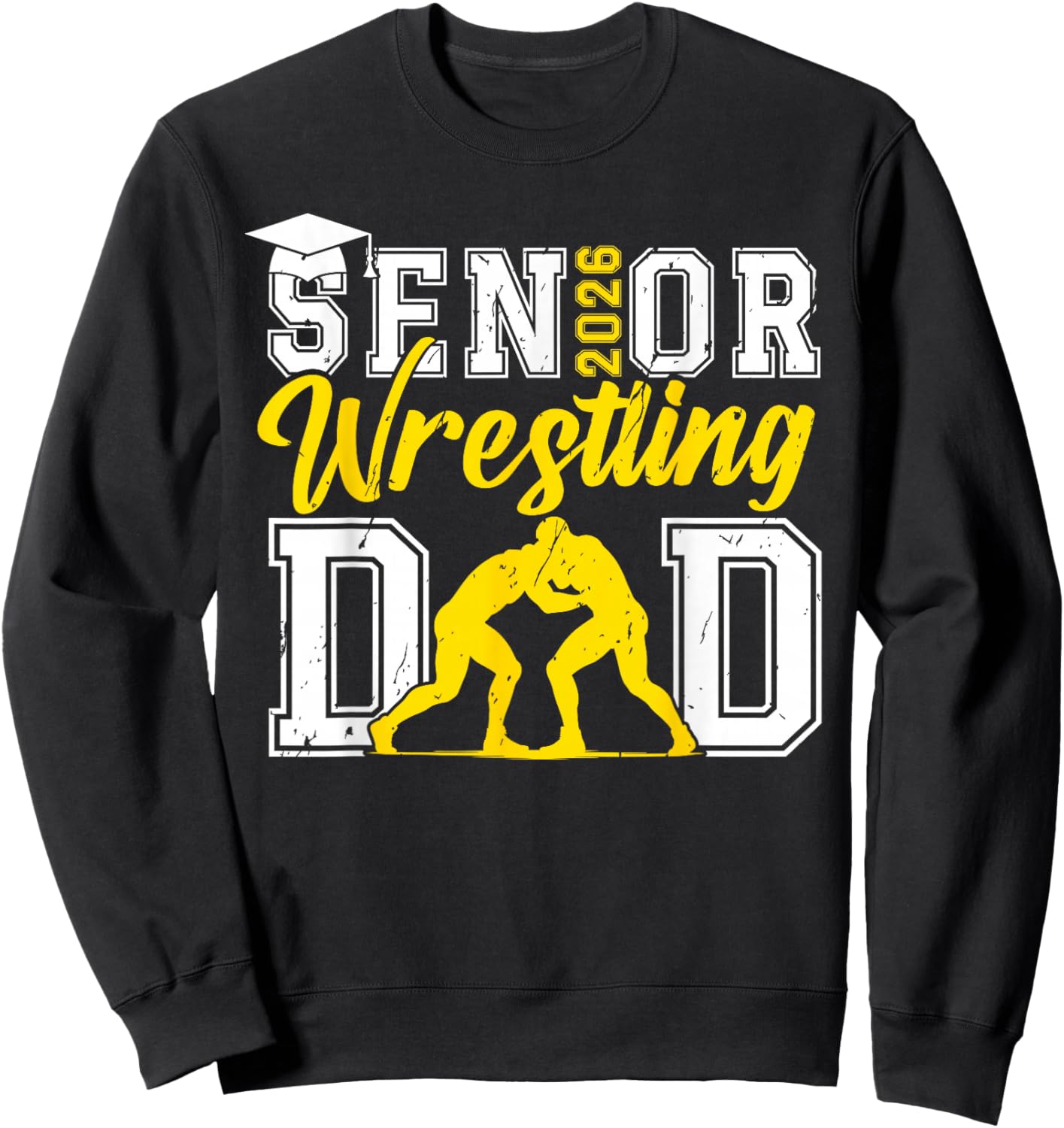 Retro Senior Wrestling Dad 2026 Senior Dad Class of 2026 Sweatshirt - Sweatshirt | Black