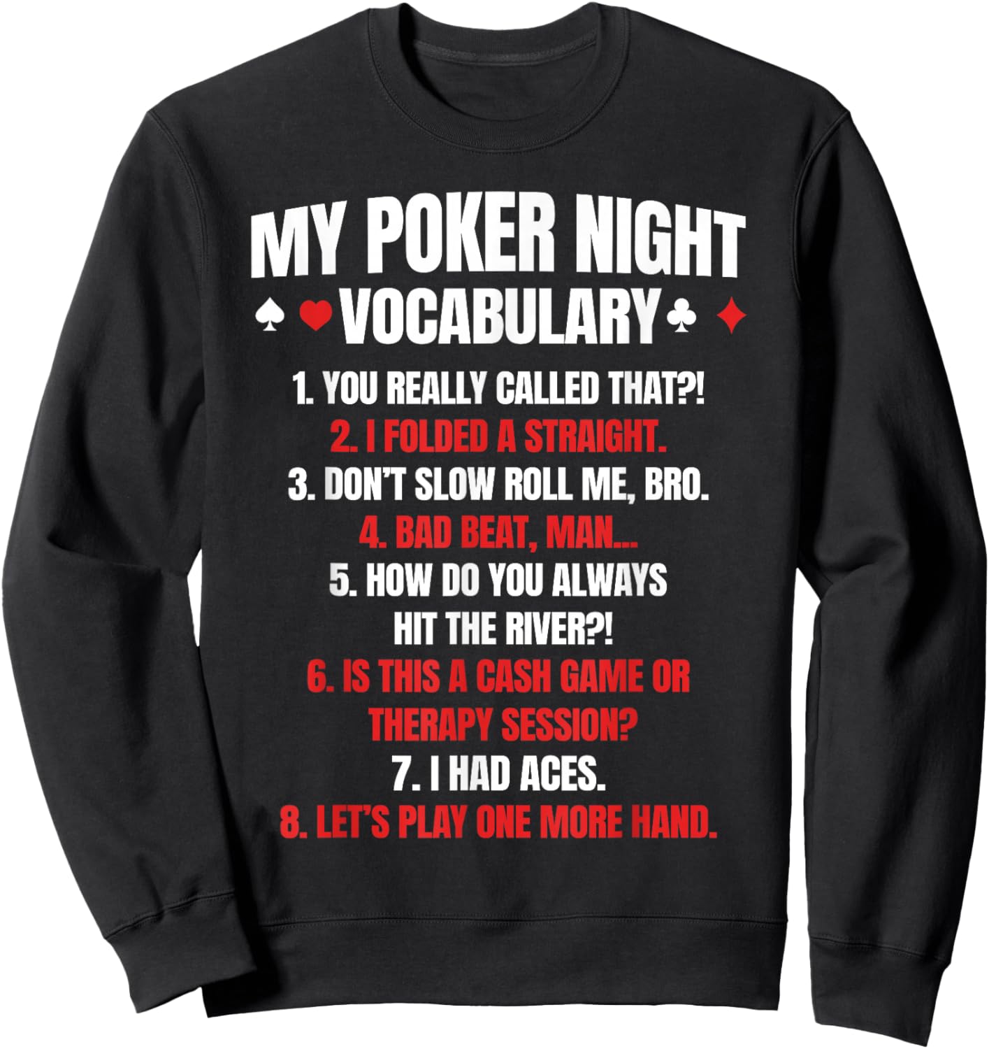 Funny Poker Player My Poker Night Vocabulary Sweatshirt - Sweatshirt | Black