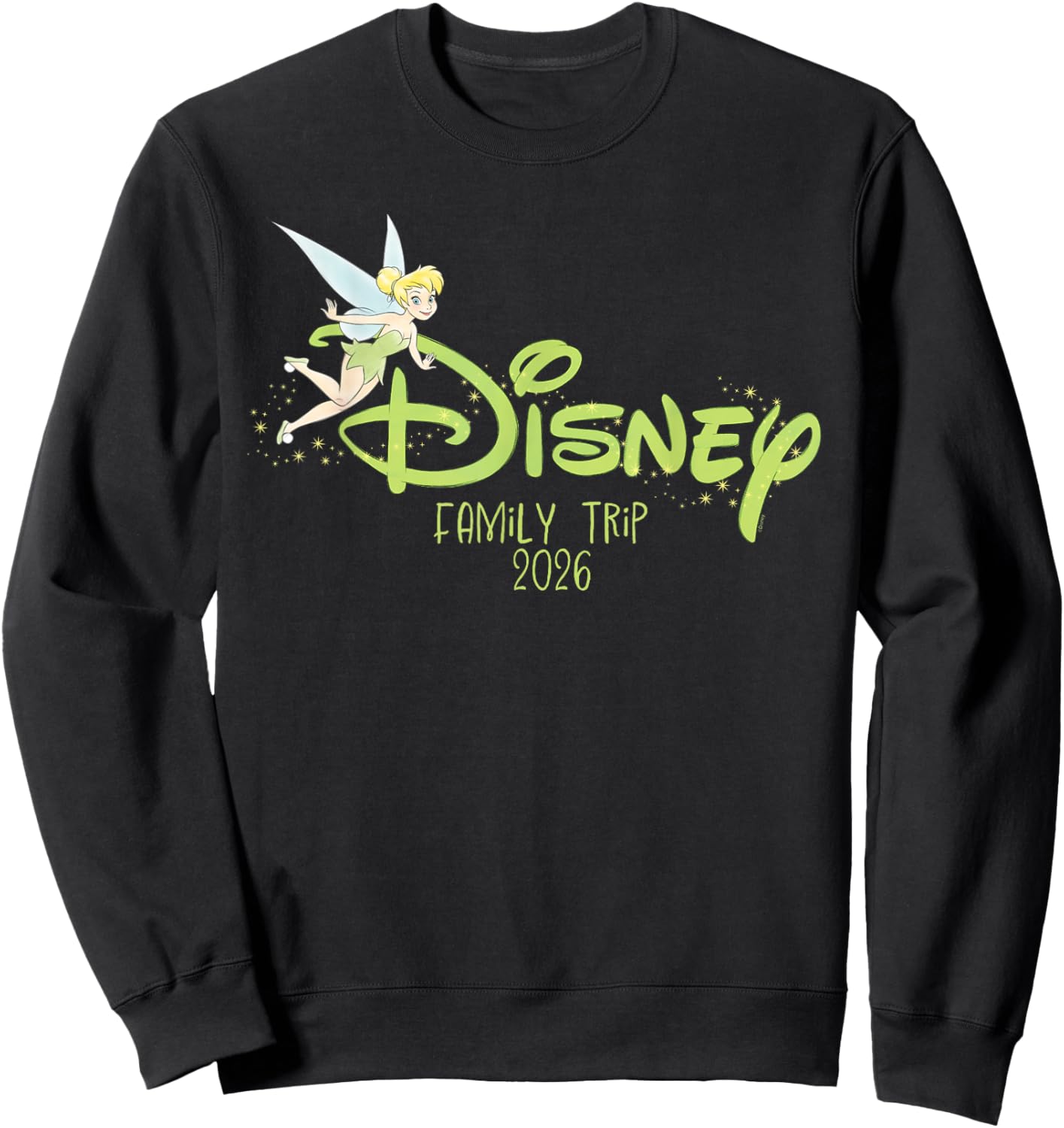 Disney Script Logo Tinker Bell Family Trip 2026 Vacation Sweatshirt - Sweatshirt | Black