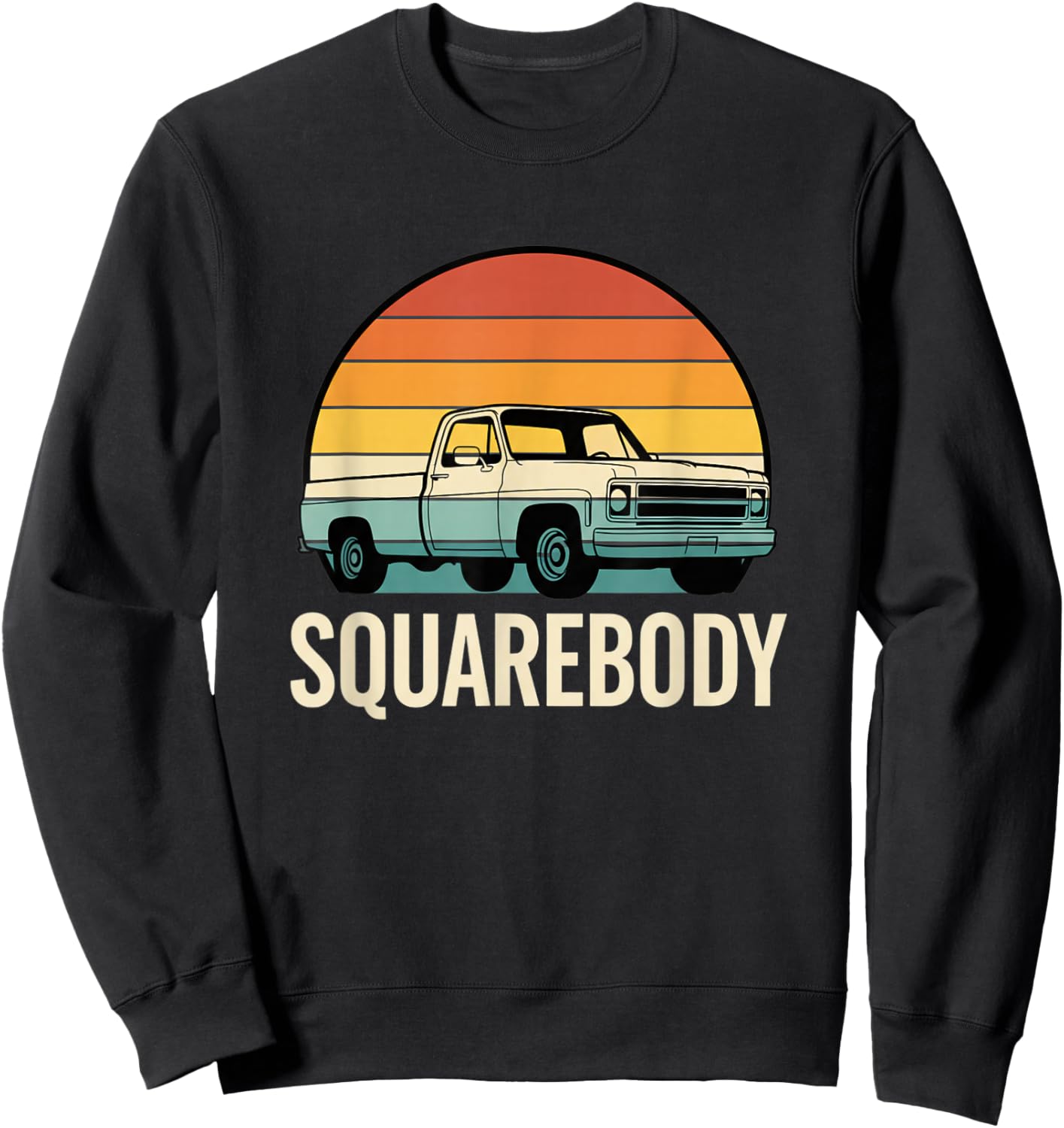 Heavy Machinery Squarebody Retro Pickup Truck Sweatshirt - Sweatshirt | Black