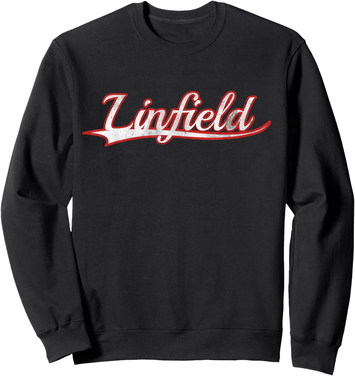 Linfield Oregon Vintage Varsity Distressed Throwback Sweatshirt - Sweatshirt | Black