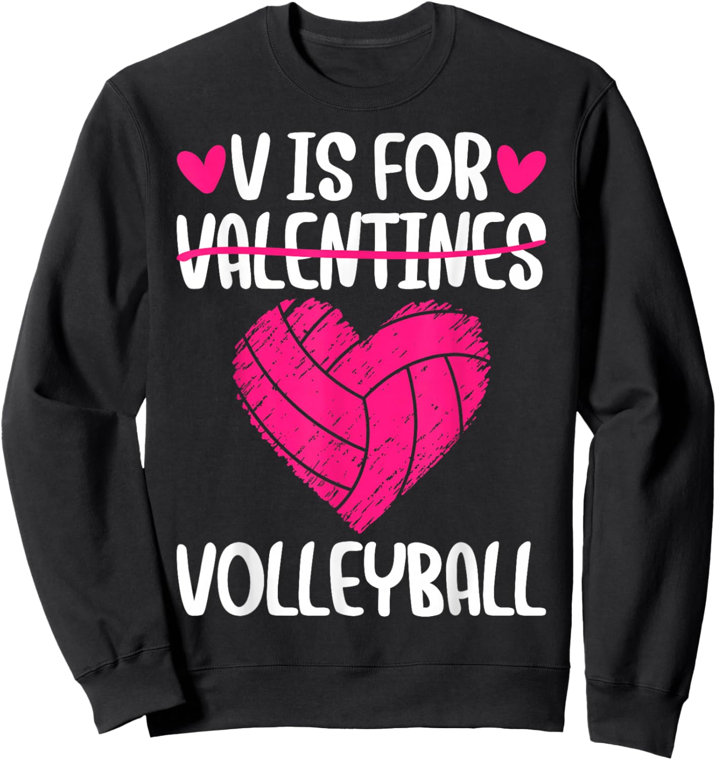 V is for Volleyball Valentine Couple Valentine Day Sweatshirt - Sweatshirt | Black