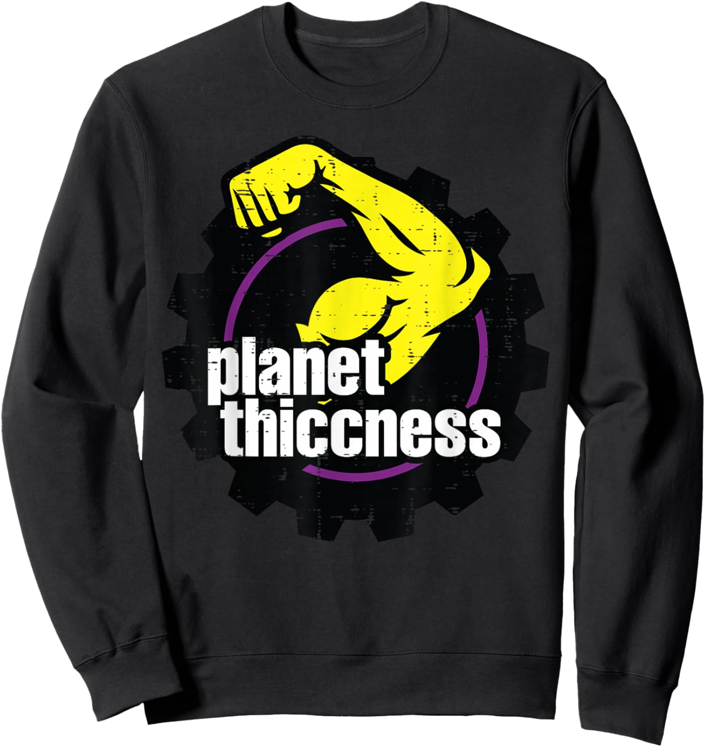 Gym Biceps Planet Thiccness Funny Workout Humor Men Women Sweatshirt - Sweatshirt | Black