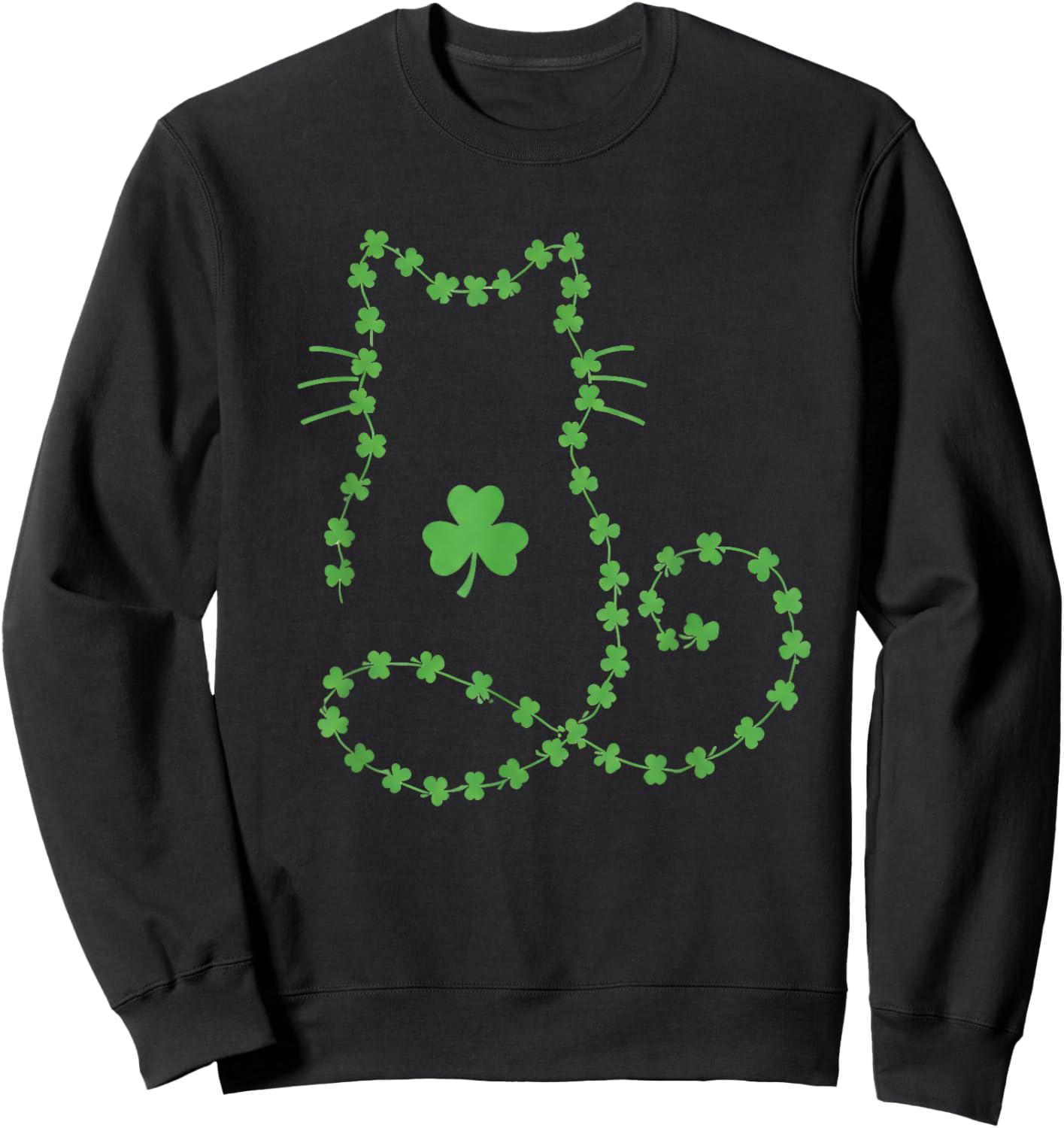 Cat St Patricks Day Shamrocks Retro Cute Kitten Lovers Pet Sweatshirt - Sweatshirt | Black