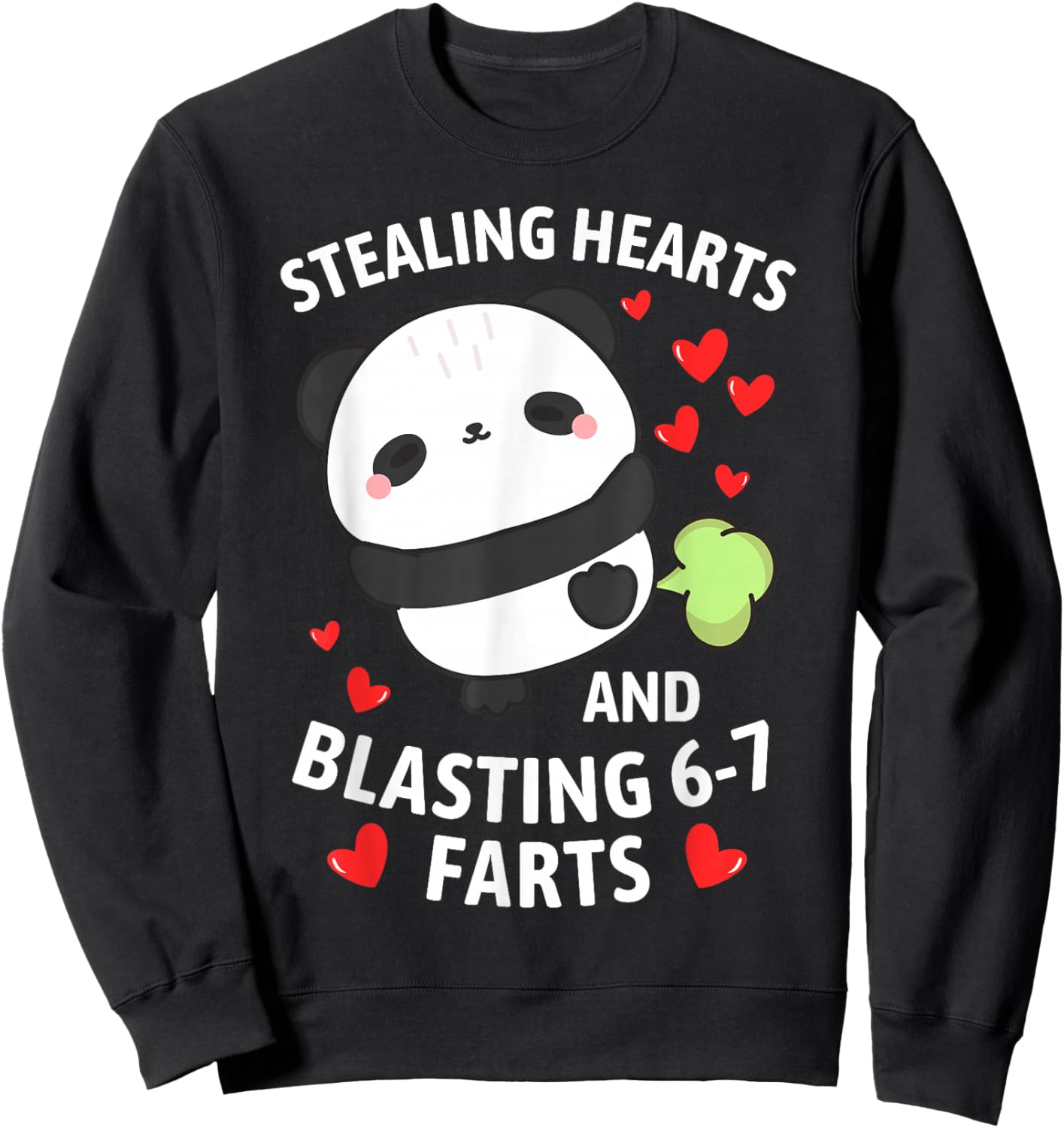 67 Meme Stealing Hearts Valentine's Day Panda Kids Boys Sweatshirt - Sweatshirt | Black