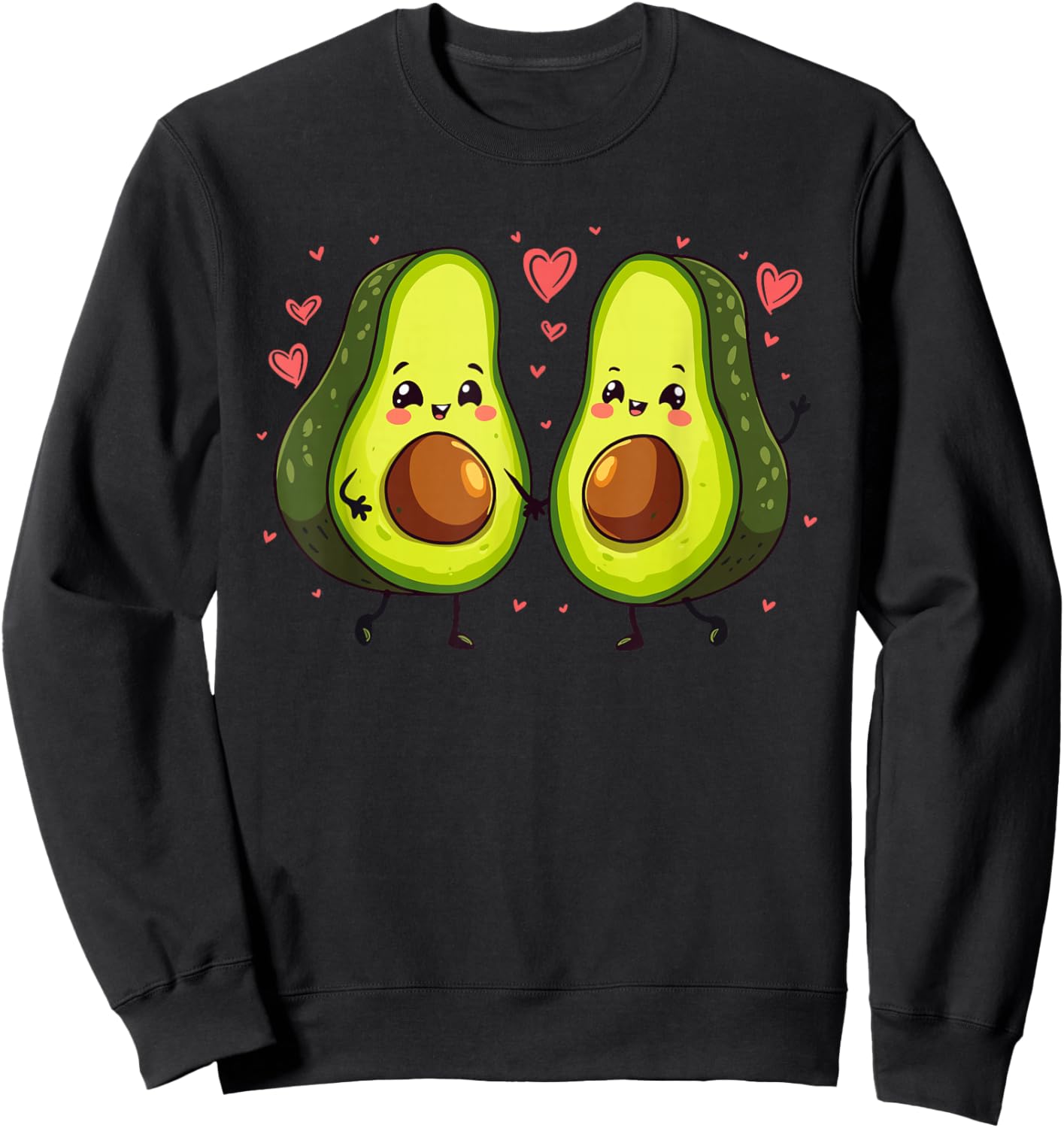 Adorable Avocado Valentine's Day Love Matching Couple Sweatshirt - Sweatshirt | Black
