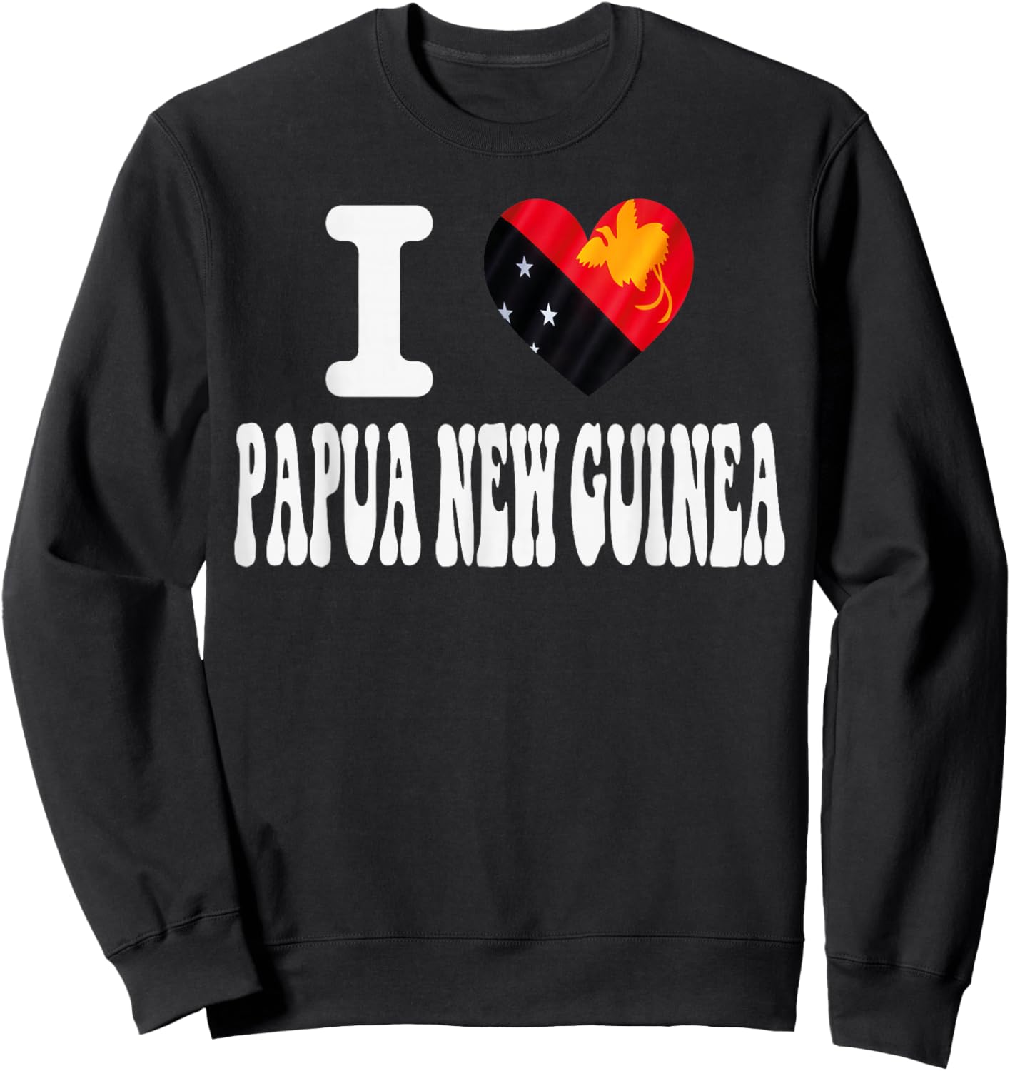 I Love Papua NEW Guinea Heart Flag Retro Travel Souvenir Sweatshirt - Sweatshirt | Black