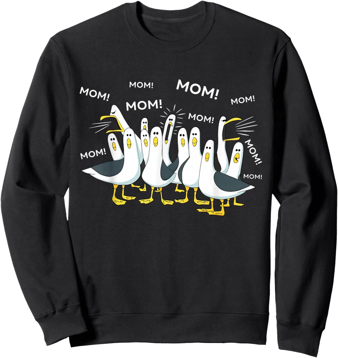 Funny mom Shirt Humor Gifts for Mothers Day Mom Mom Seagull Sweatshirt - Sweatshirt | Black