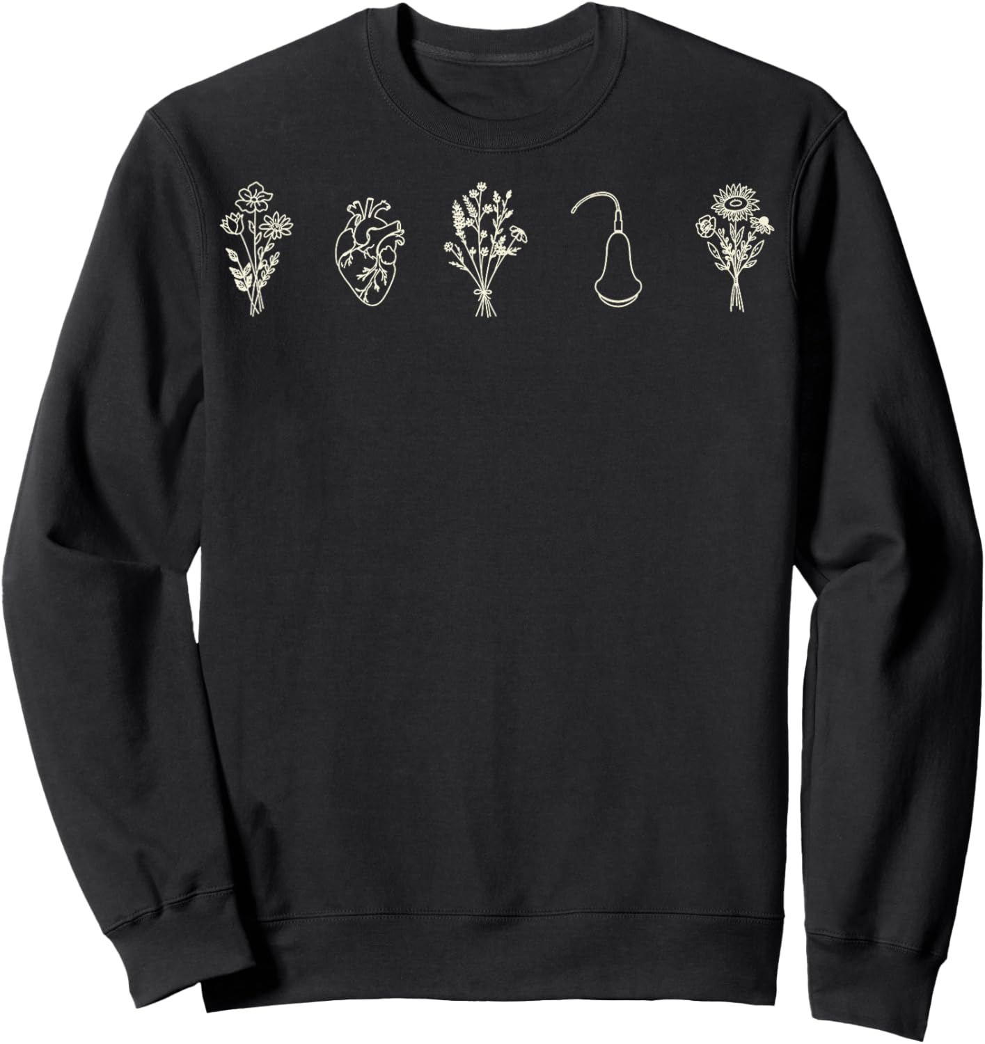 Cardiac Sonographer Cardiac Sonography Floral Cardiac Ultras Sweatshirt - Sweatshirt | Black