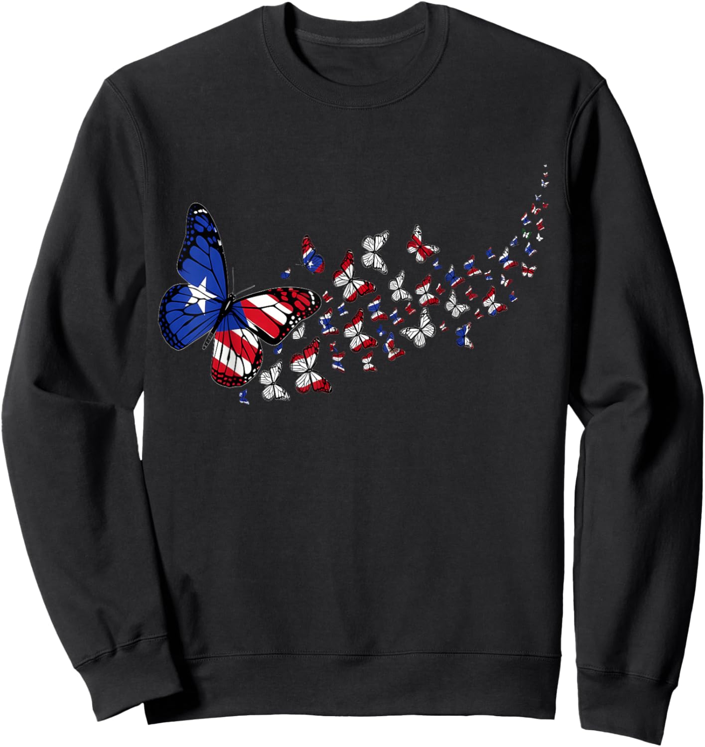Puerto Rico Flag Butterflies Boricua Puerto Rican Flag Sweatshirt - Sweatshirt | Black