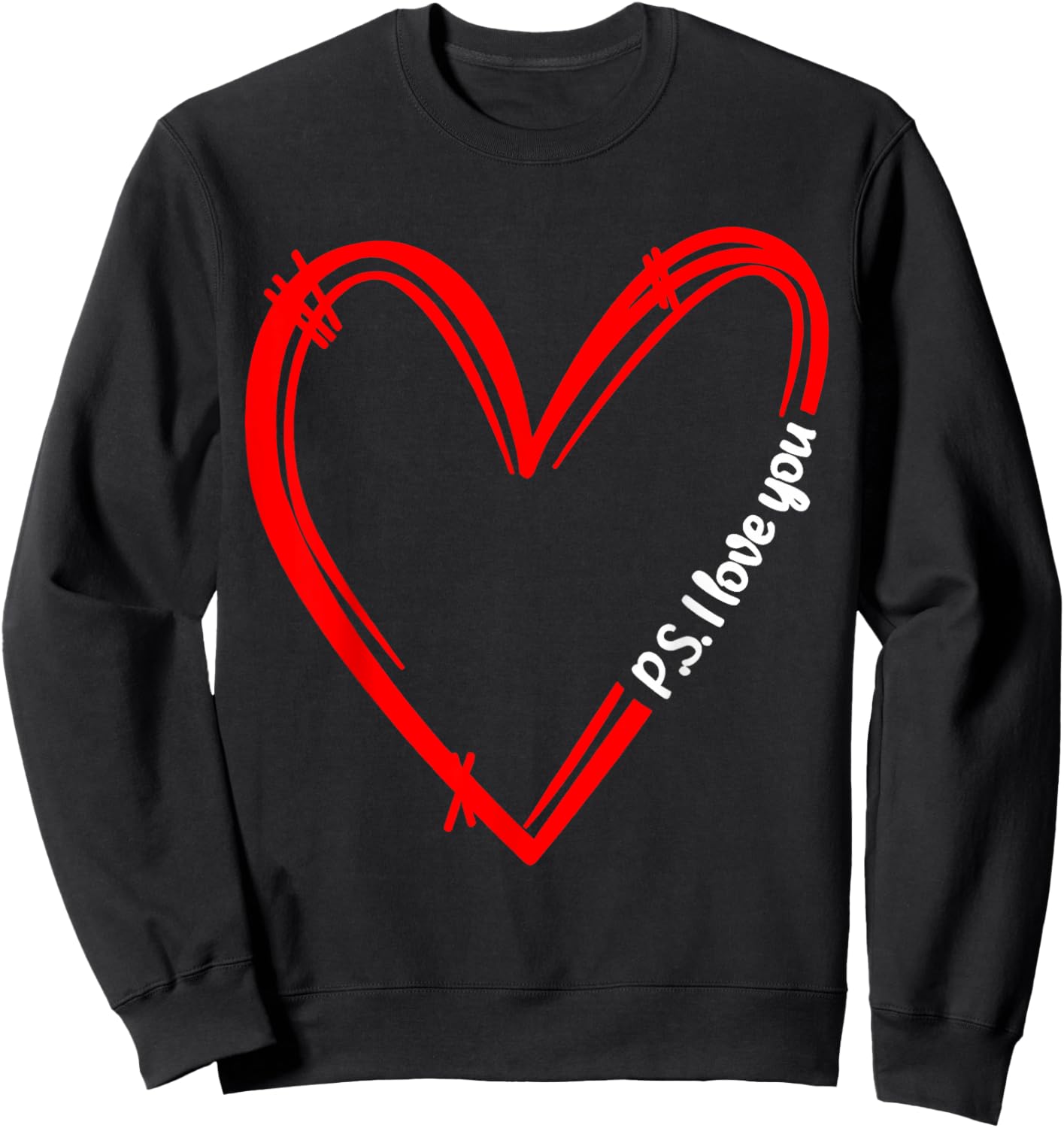 PS I Love You Day Valentine's Day Purple Heart Women Men Kid Sweatshirt - Sweatshirt | Black