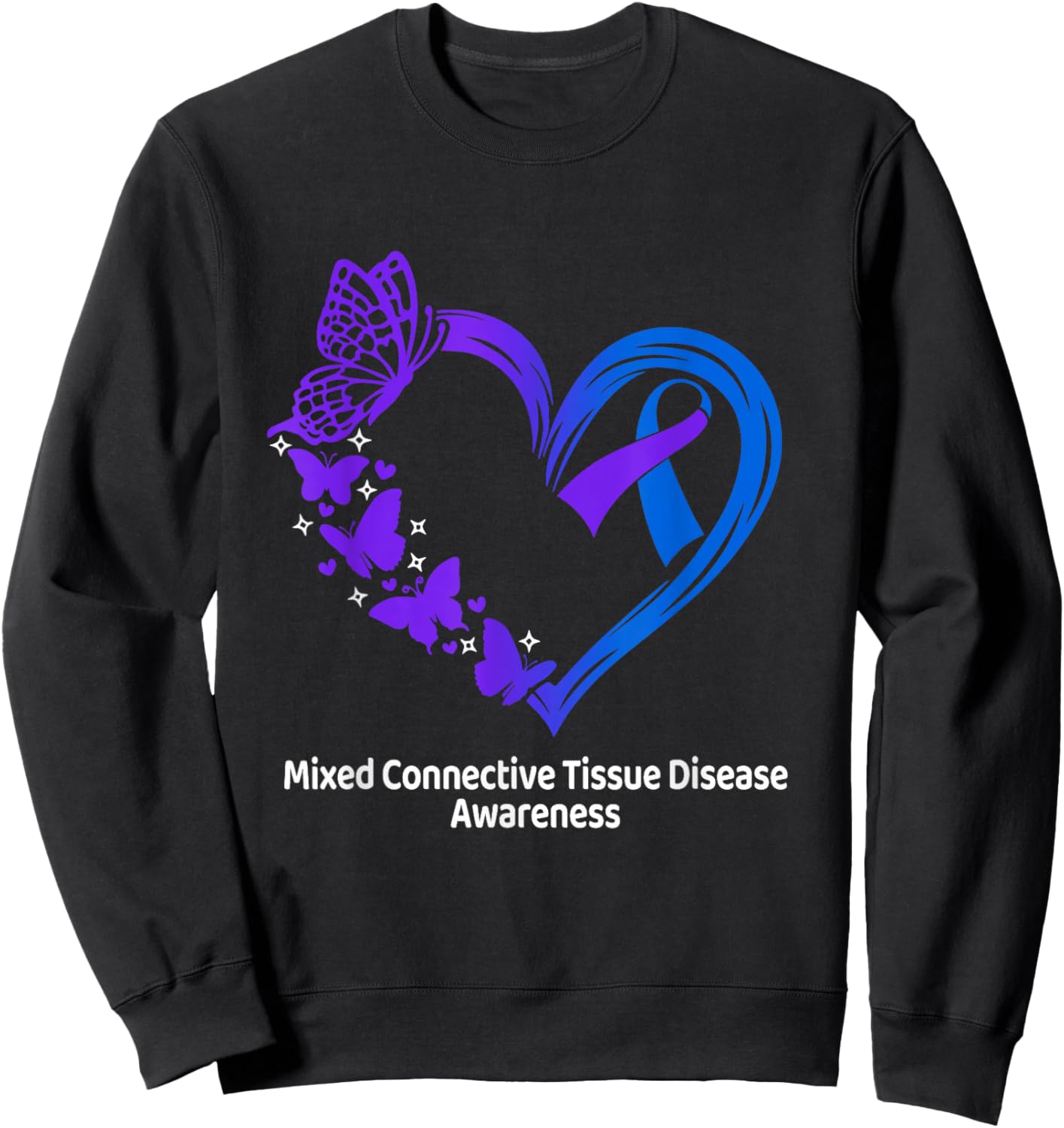 Mixed Connective Tissue Disease Awareness Heart MCTD Warrior Sweatshirt - Sweatshirt | Black