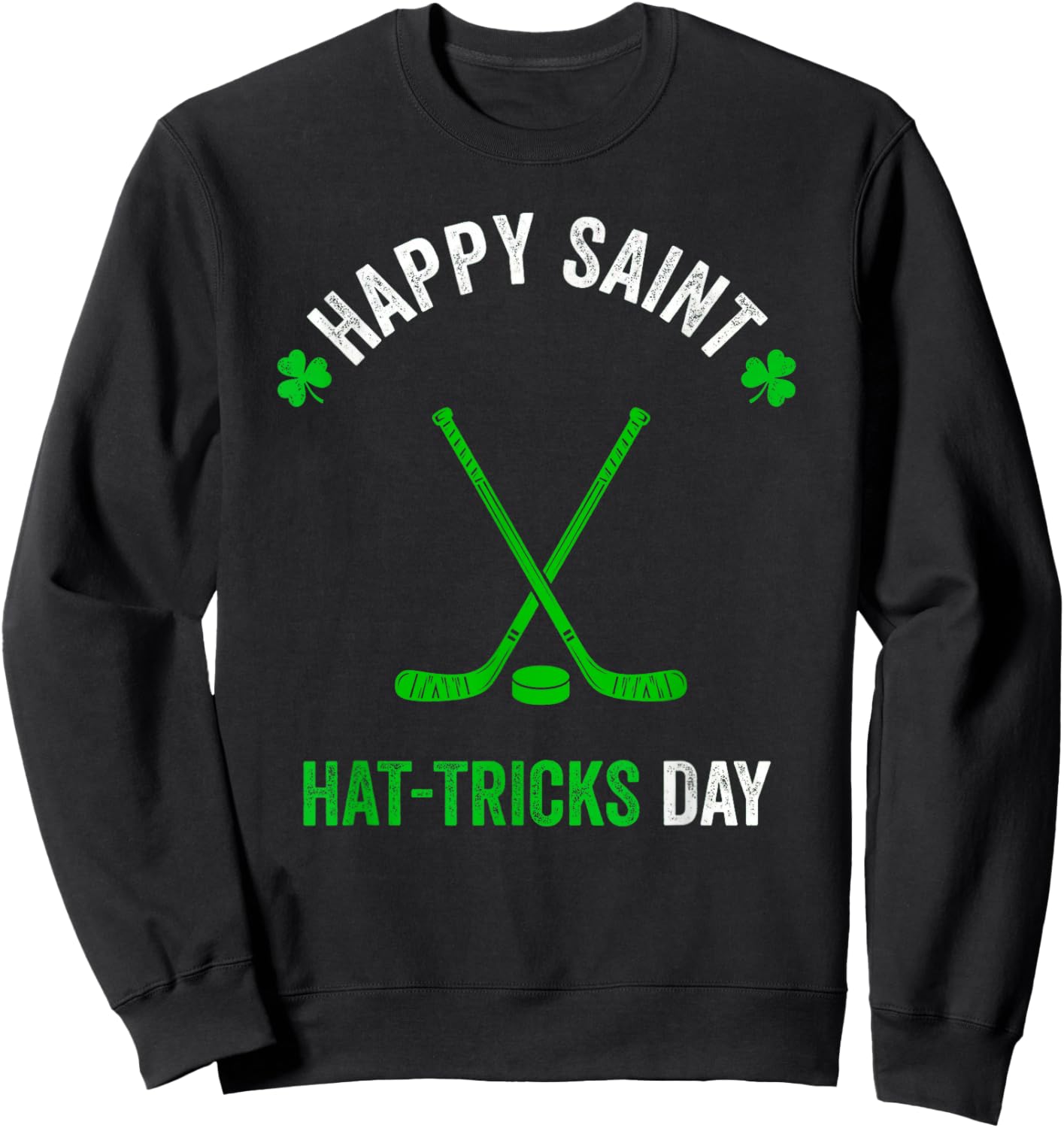 Hockey St Patricks Day Boys Men Shamrock Hockey Sweatshirt - Sweatshirt | Black