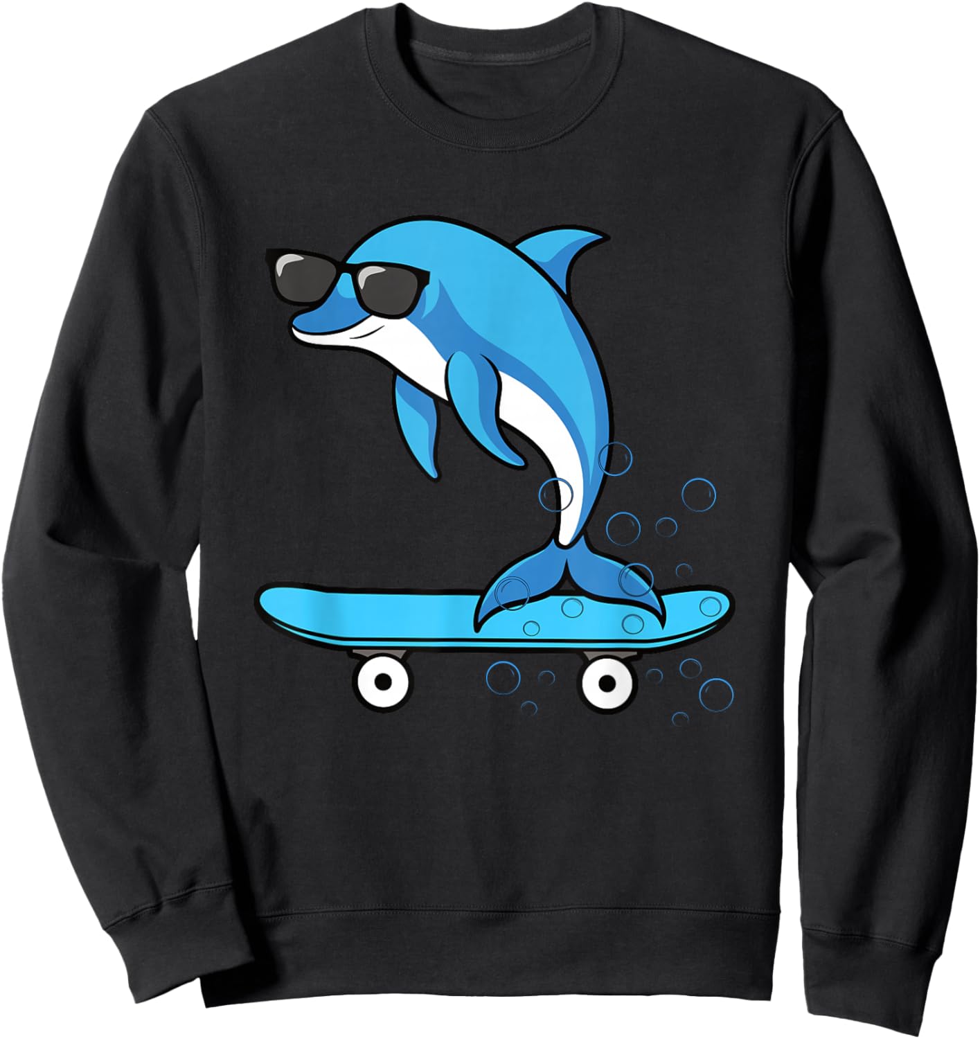Funny Cool Dolphin Skateboard Boys Kids Sweatshirt - Sweatshirt | Black