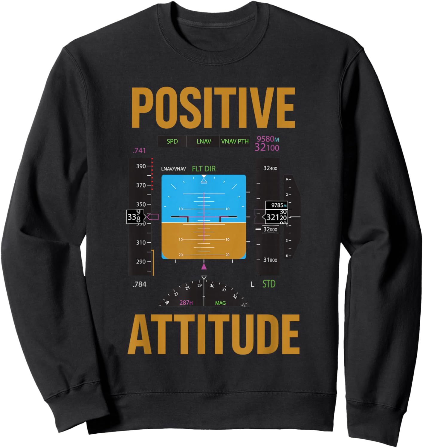 Positive Attitude Funny Pilot Aviation Instrument Sweatshirt - Sweatshirt | Black