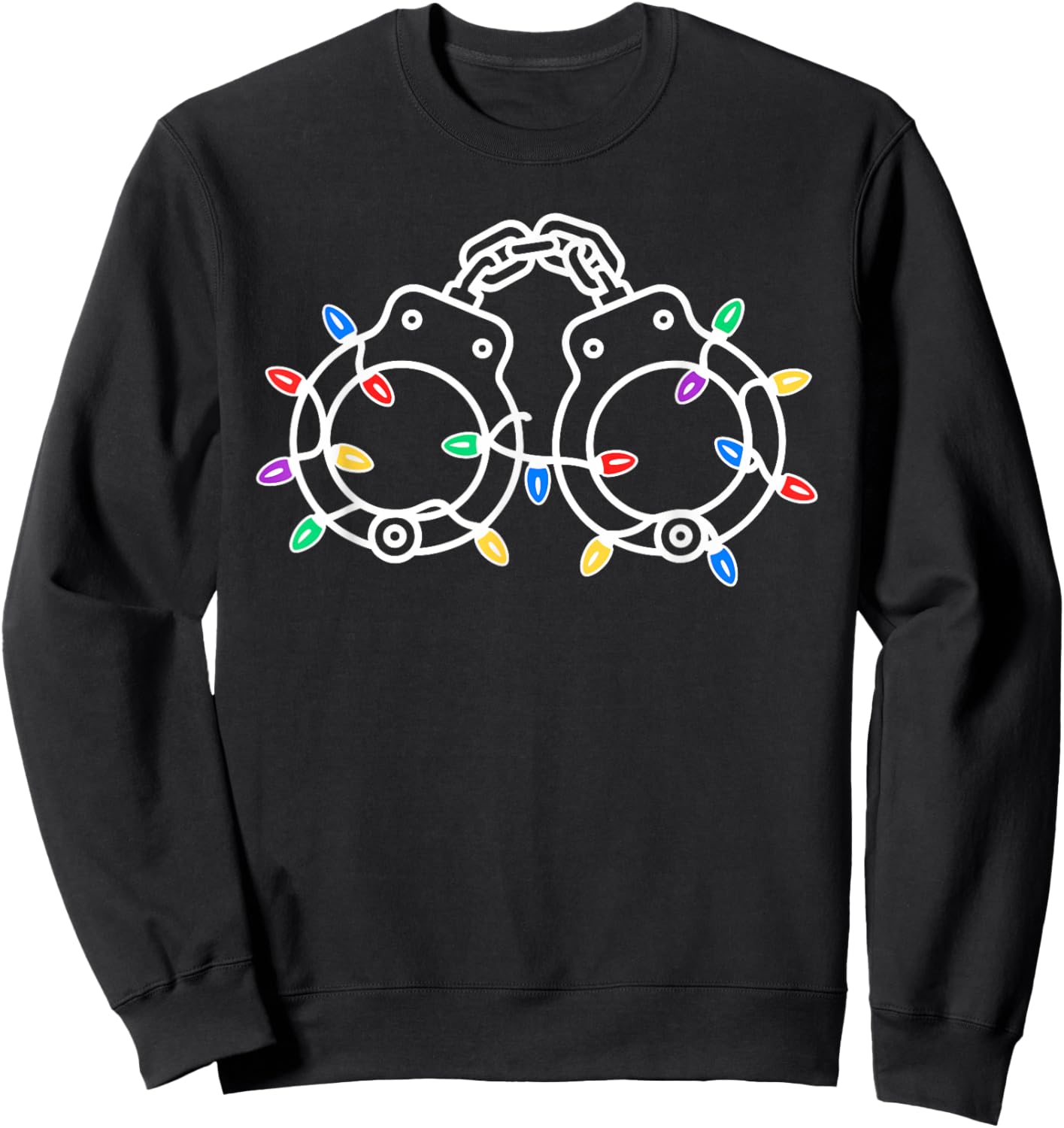 Christmas Lights Handcuffs Policeman Cop Police Officer Cops Sweatshirt - Sweatshirt | Black
