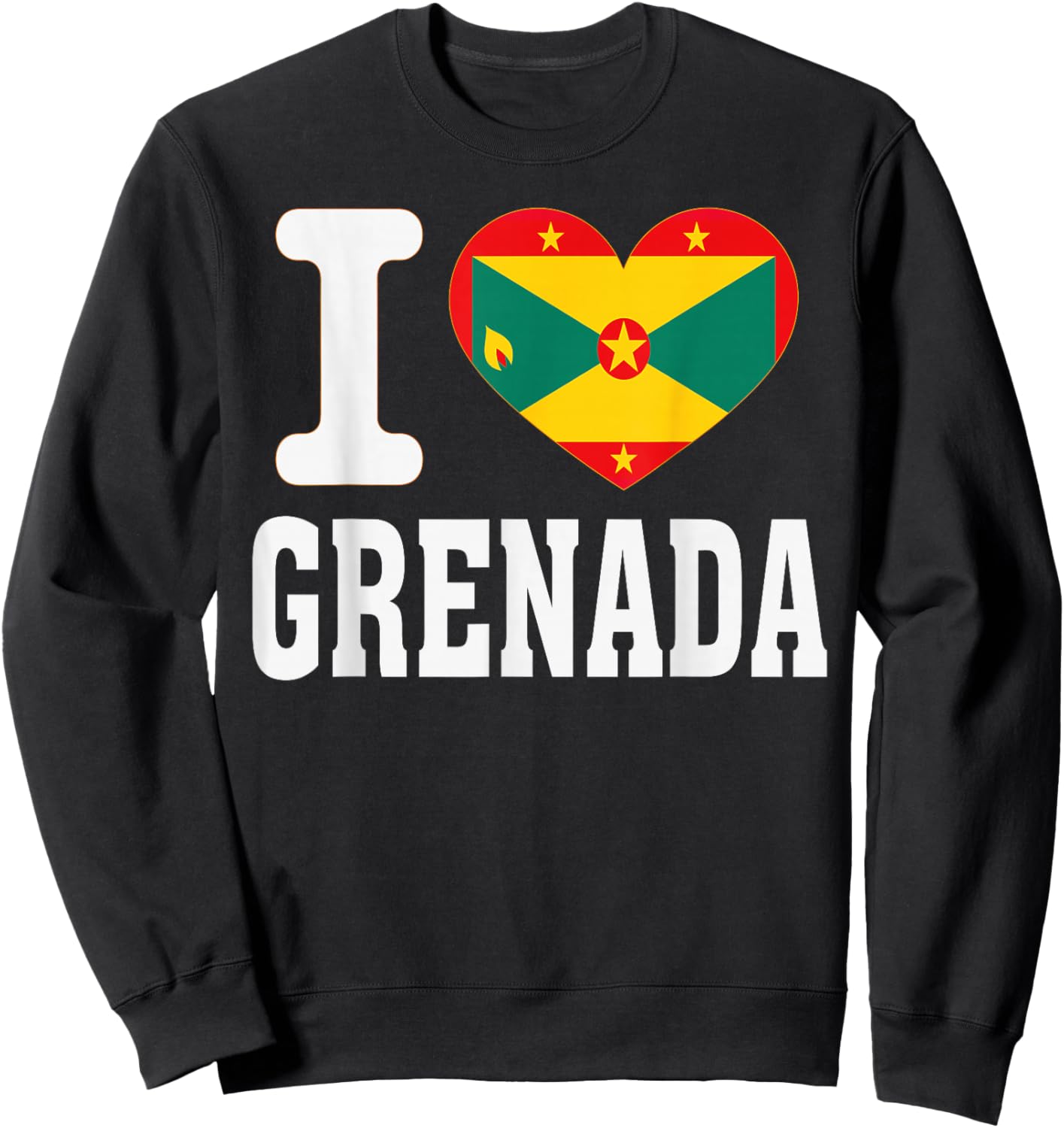 I Love Grenada Heart Souvenir Lovers Pride Travel Sweatshirt - Sweatshirt | Black
