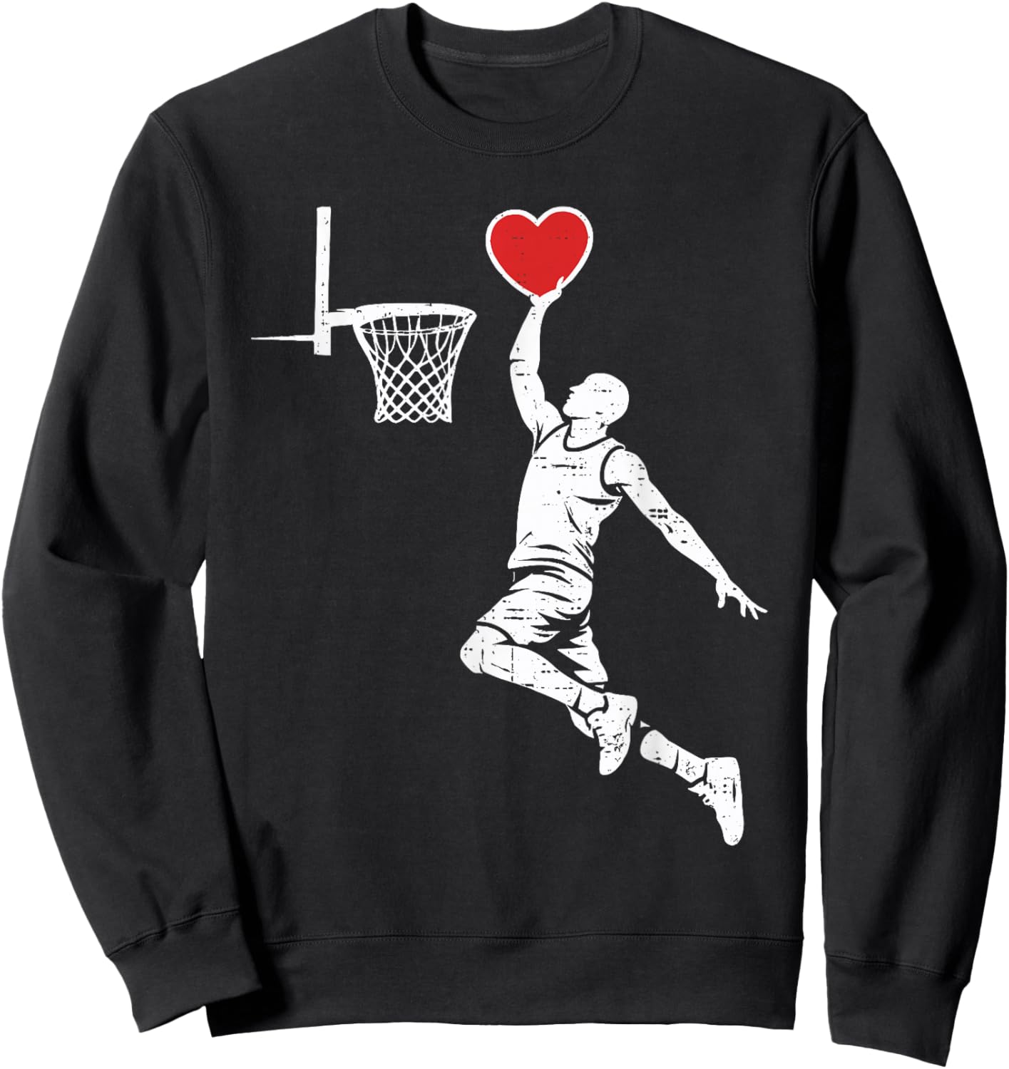 Valentines Day Basketball Silhouette Heart Dunking Men Boys Sweatshirt - Sweatshirt | Black