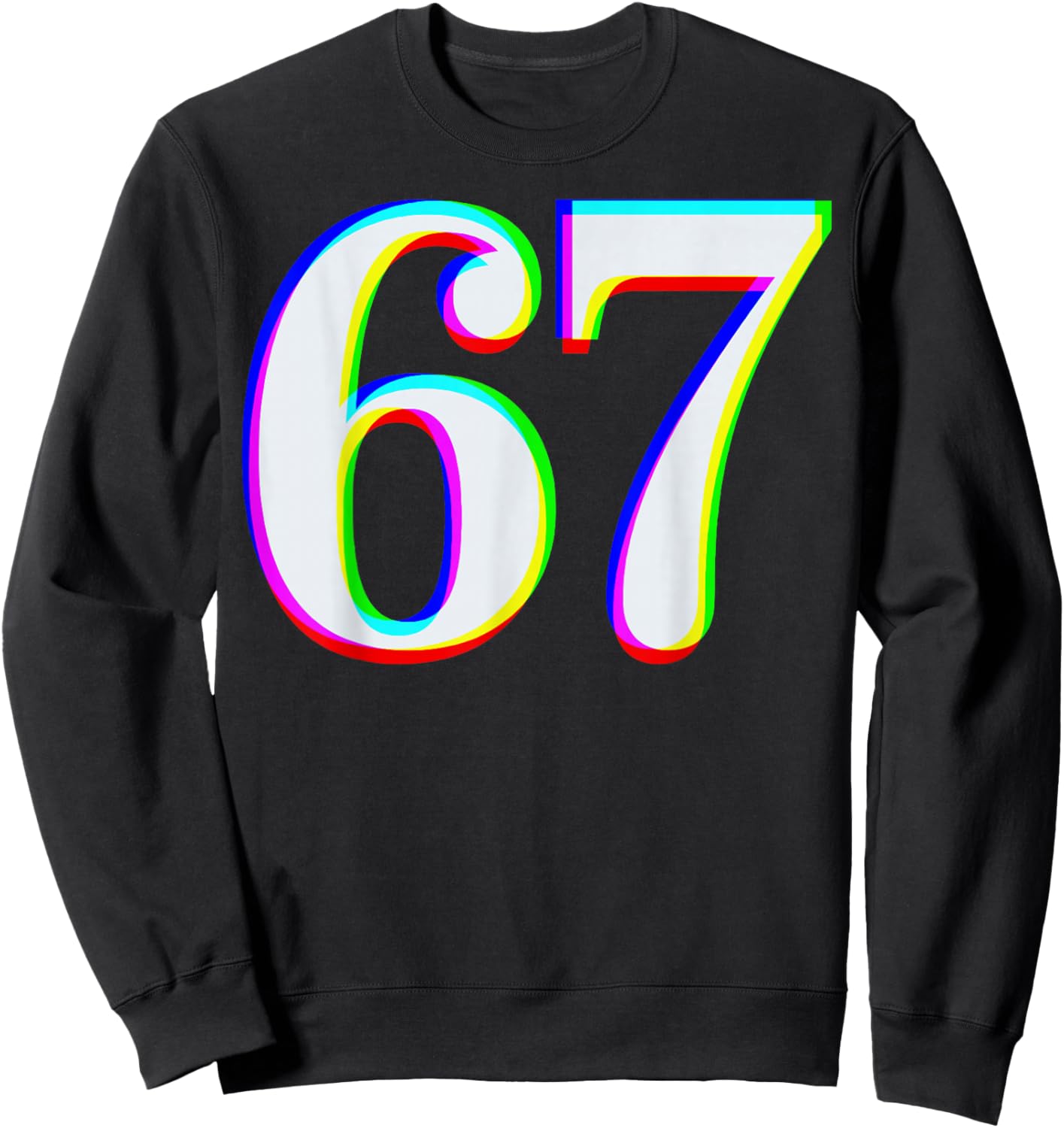 Funny Six Seven 67 Meme Gen Alpha Slang Brainrot Girl Boy Sweatshirt - Sweatshirt | Black
