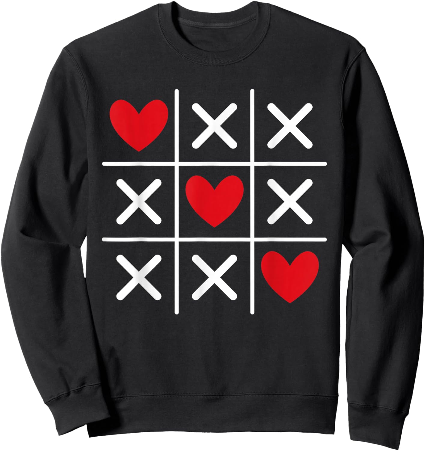 Cute Heart Valentines Day Graphic Love Hearts Boys Girls Sweatshirt - Sweatshirt | Black