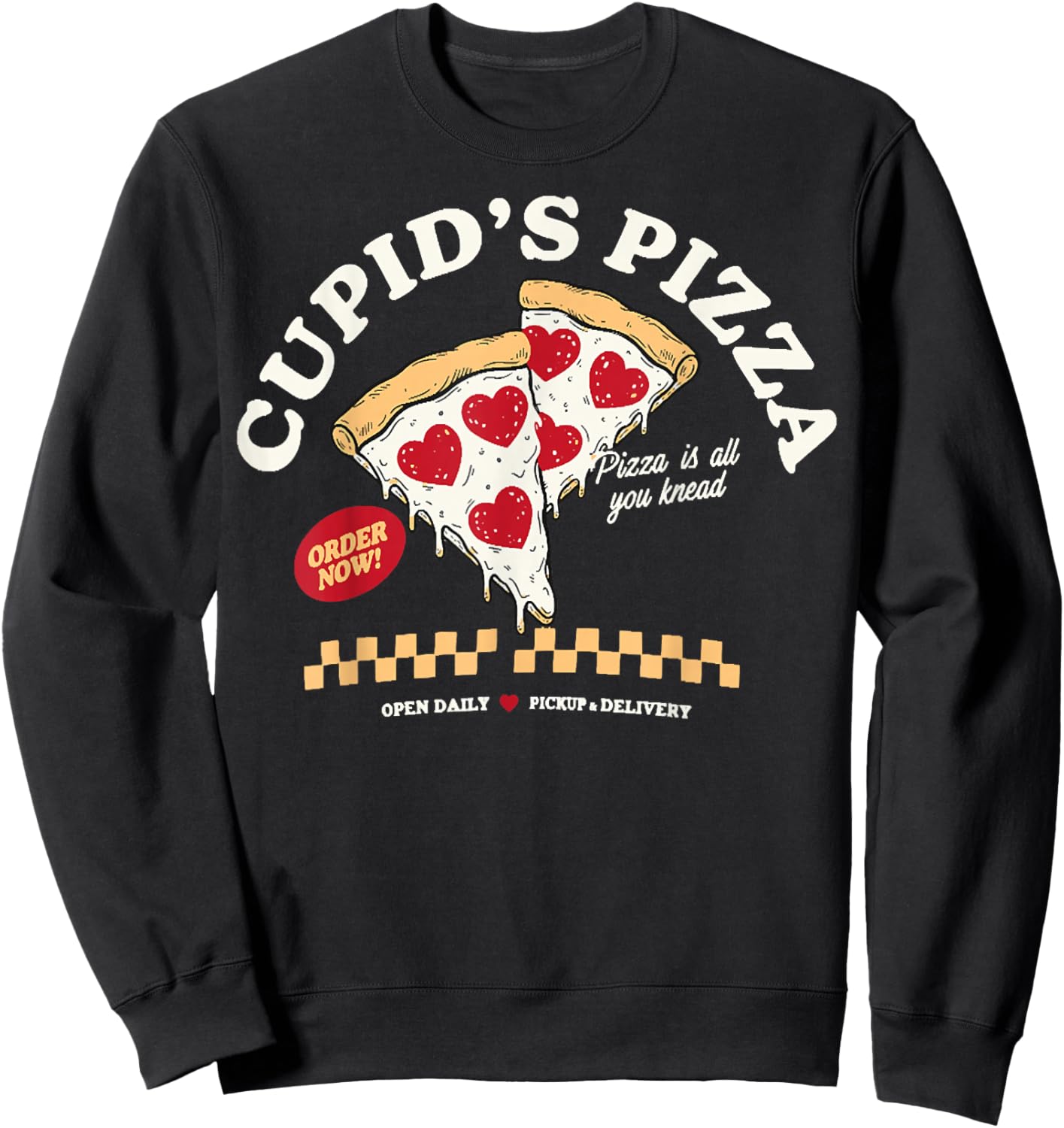 Funny Valentines Day Cupids’ Pizza Lover Outfit Sweatshirt - Sweatshirt | Black