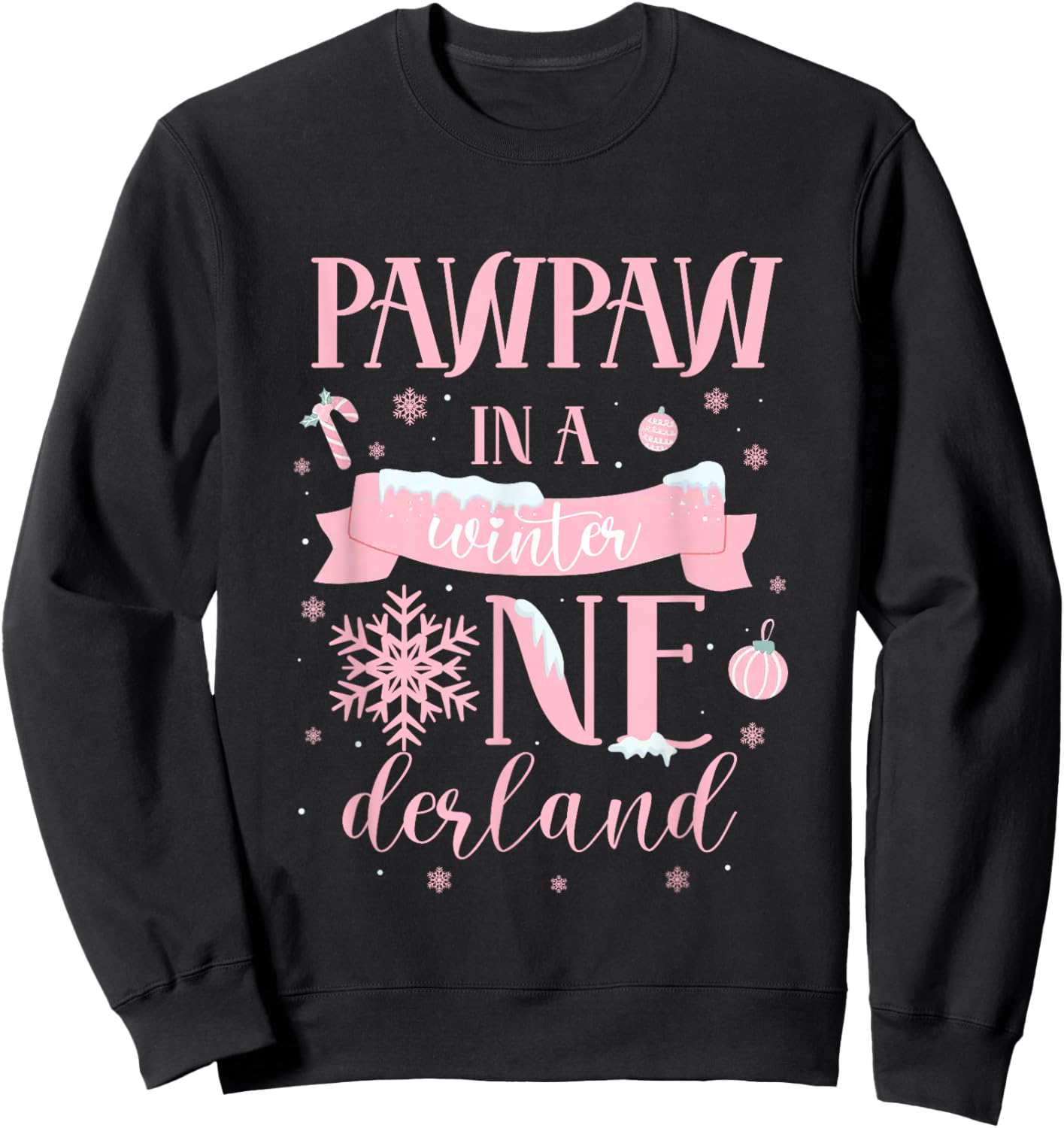 Pawpaw in a Winter Onederland Birthday Girl Sweet Snowflake Sweatshirt - Sweatshirt | Black