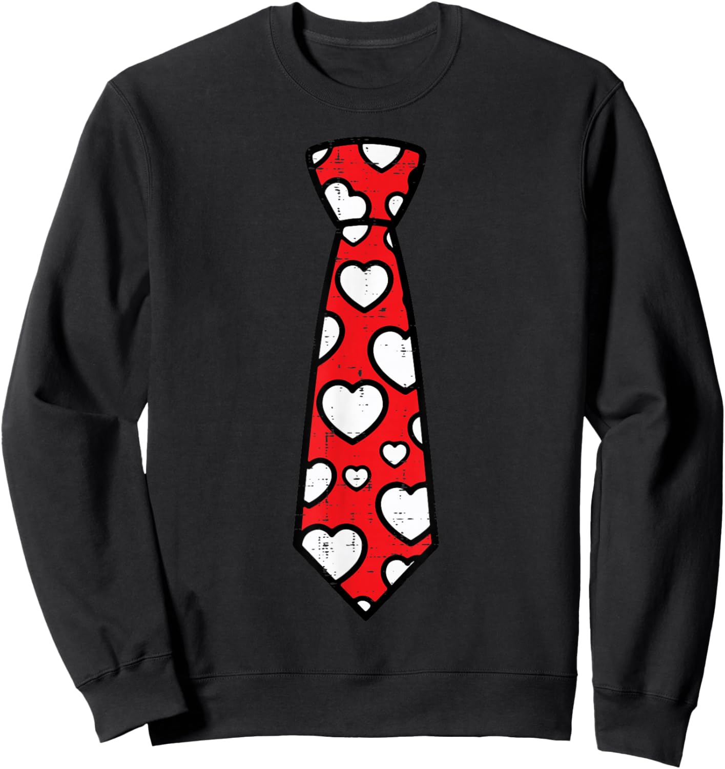 Valentines Day Necktie Hearts Costume Cute Men Boys Kids Sweatshirt - Sweatshirt | Black