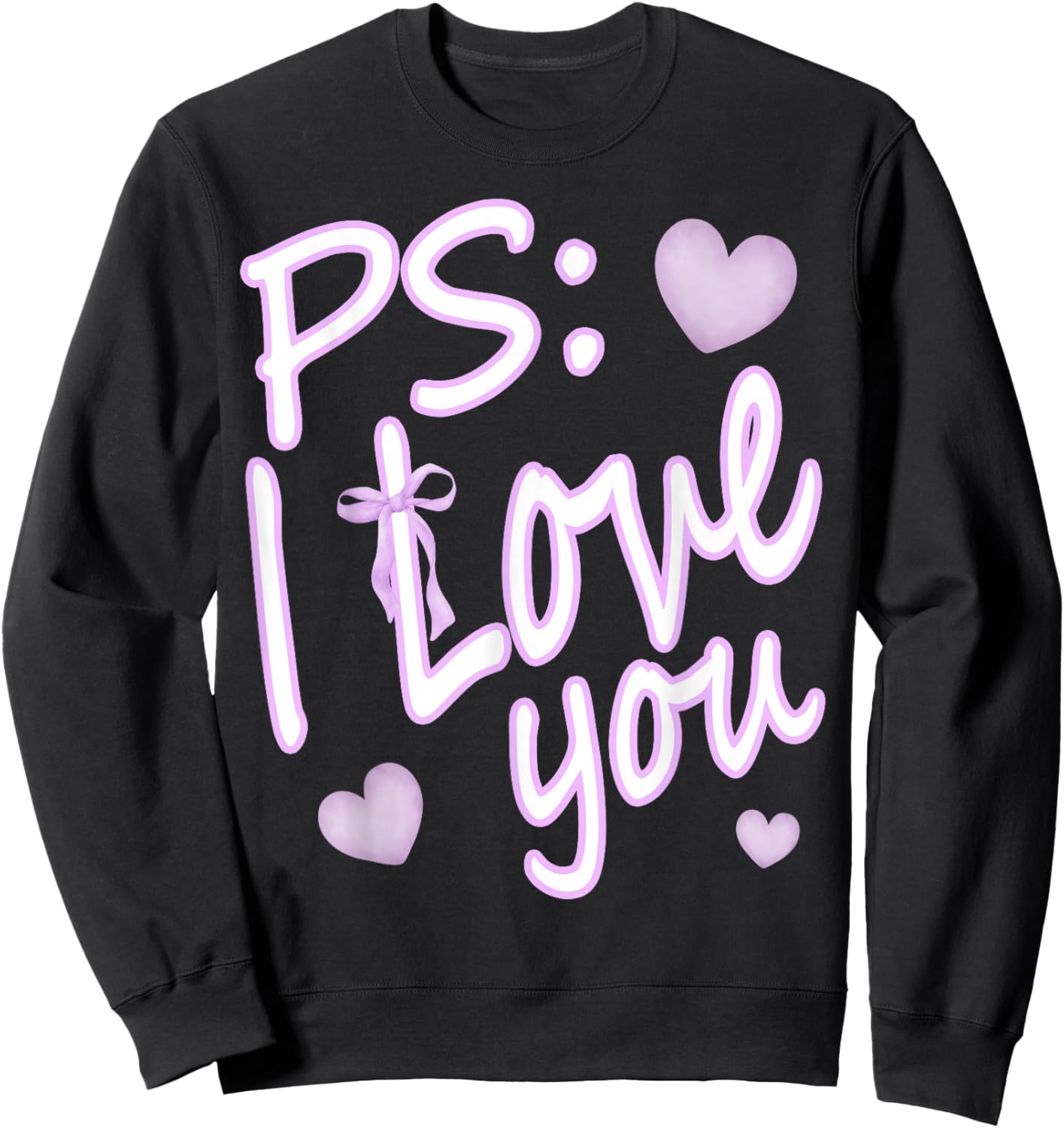 PS I Love You Day Valentine's Day Purple Heart Women Men Kid Sweatshirt - Sweatshirt | Black