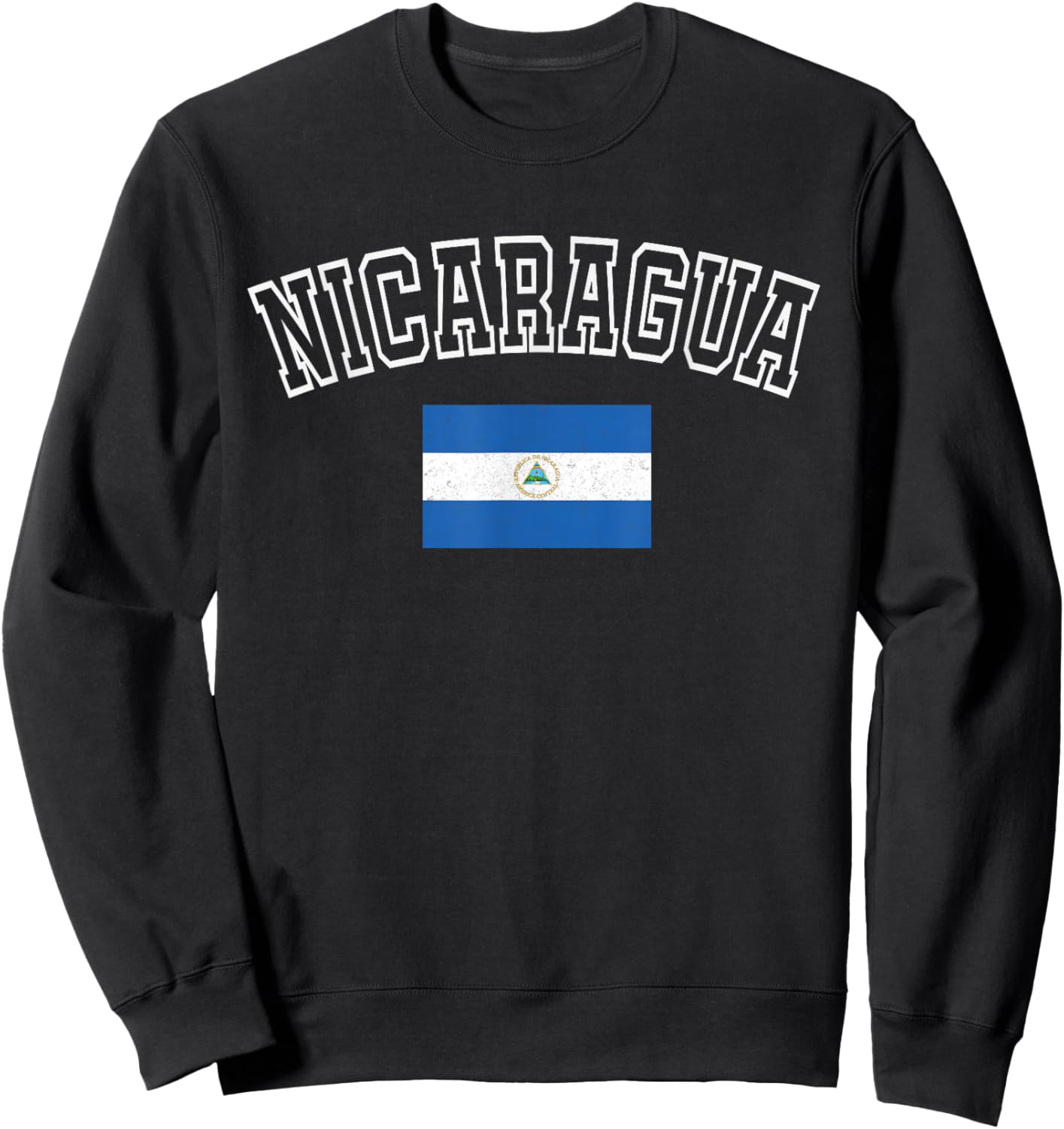 Nicaragua Flag Vintage Distressed Retro Heritage Design Sweatshirt - Sweatshirt | Black