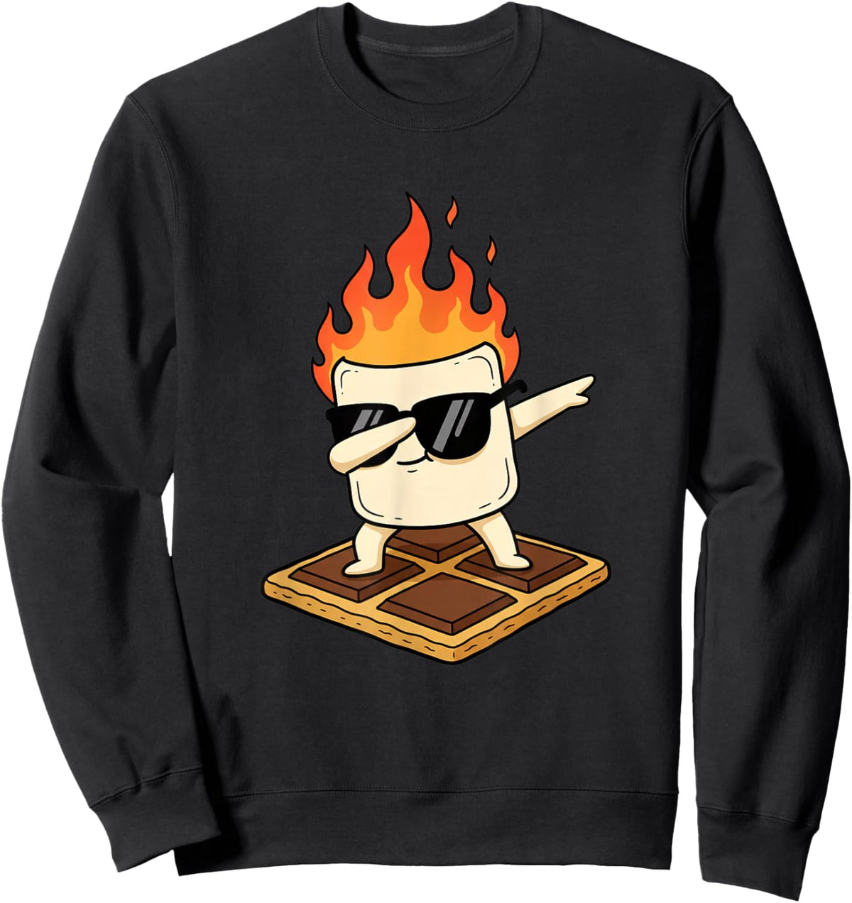 Dabbing Marshmallow On S'More Camping Kids Outdoor Funny Sweatshirt - Sweatshirt | Black