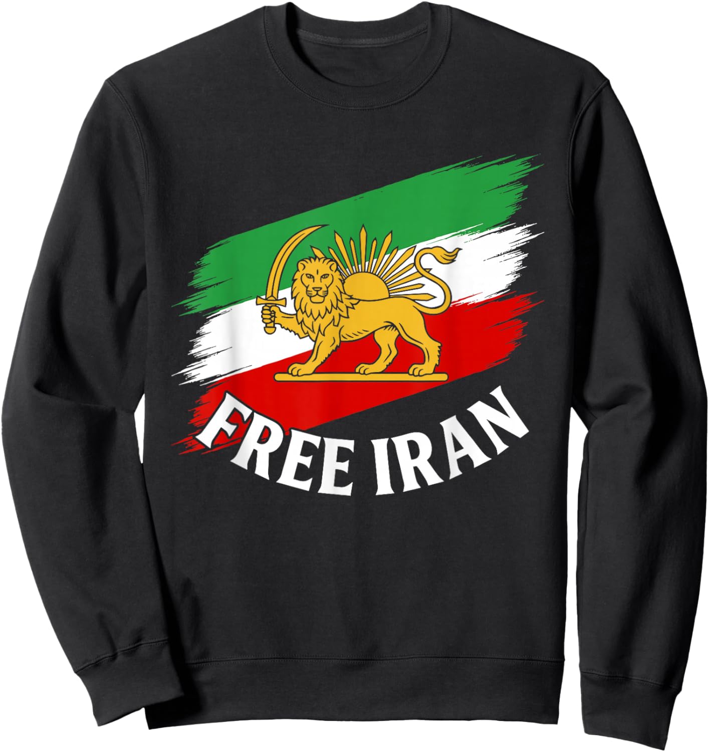 Free Iran T Iranian Flag Lion Sweatshirt - Sweatshirt | Black