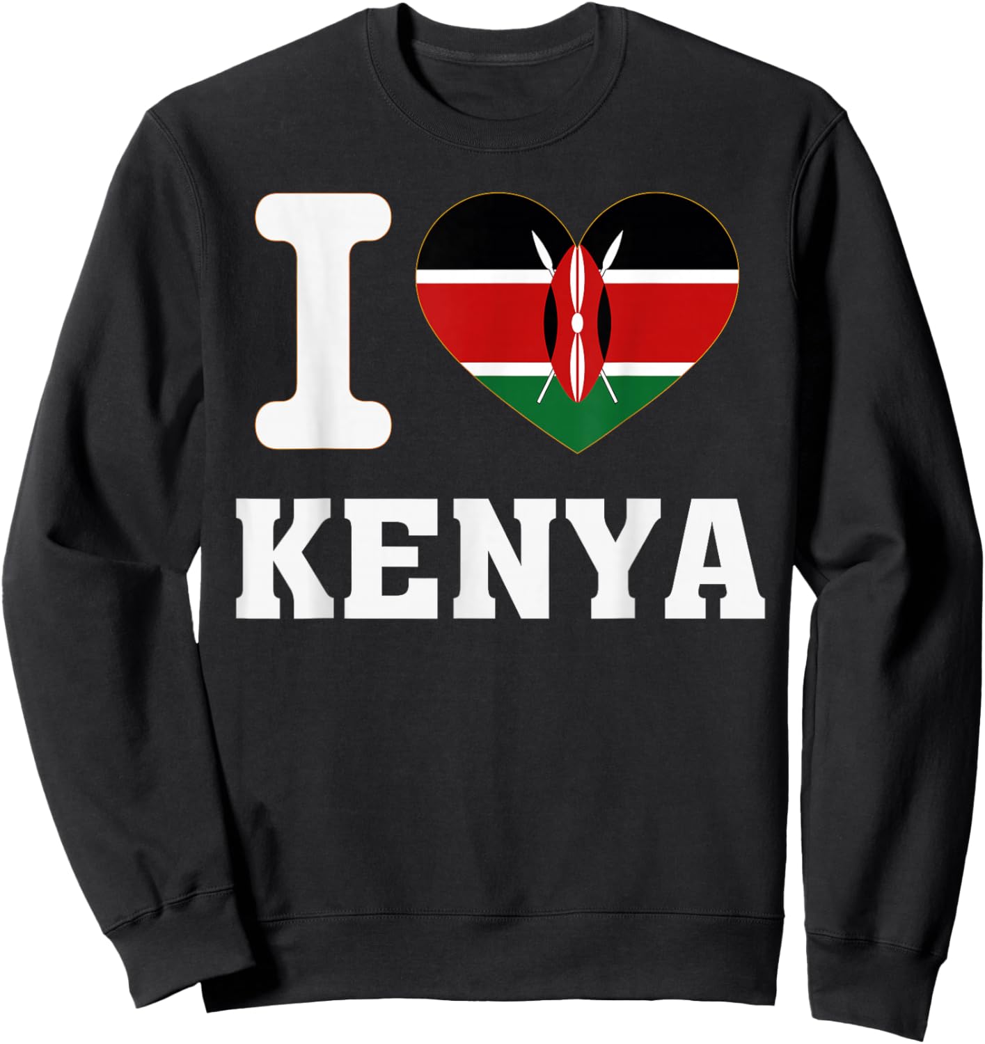 I Love Kenya Heart Souvenir Lovers Pride Travel Sweatshirt - Sweatshirt | Black