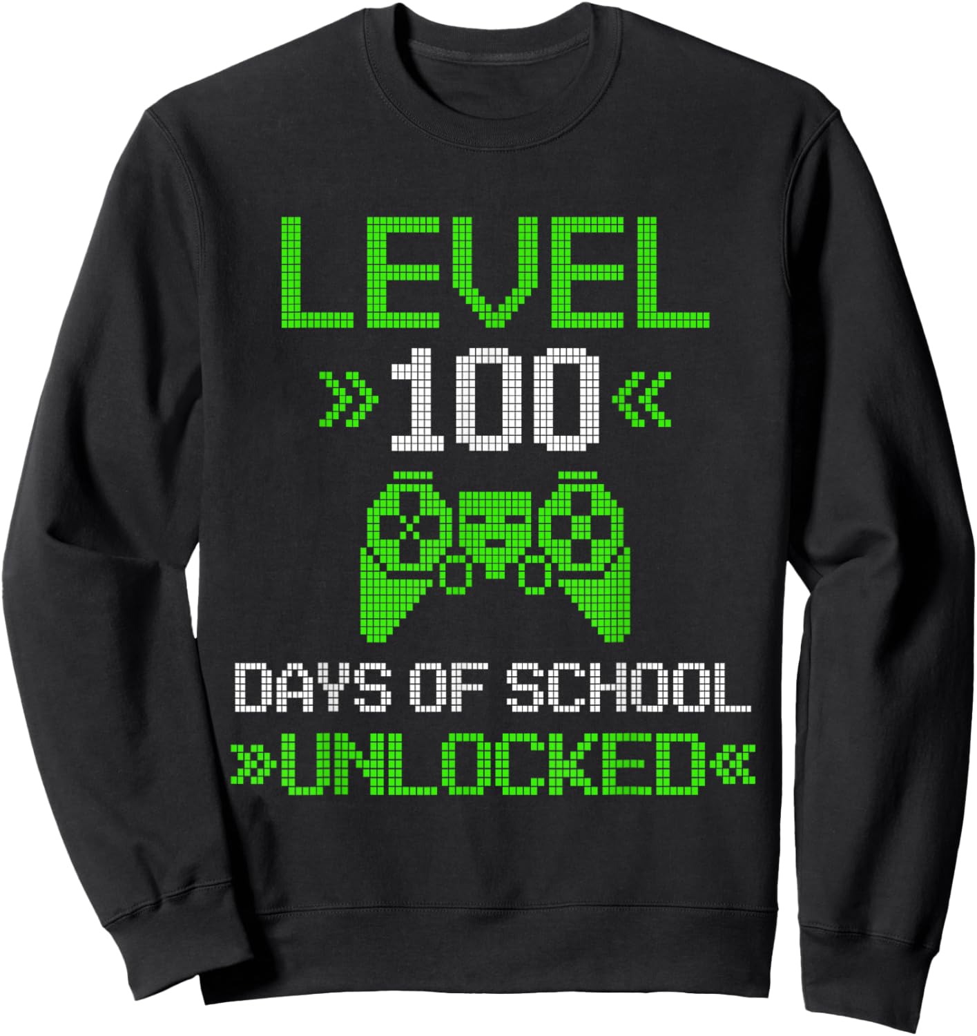 Level 100 Days Unlocked Kids Video Games Pixel Art for Gamer Sweatshirt - Sweatshirt | Black