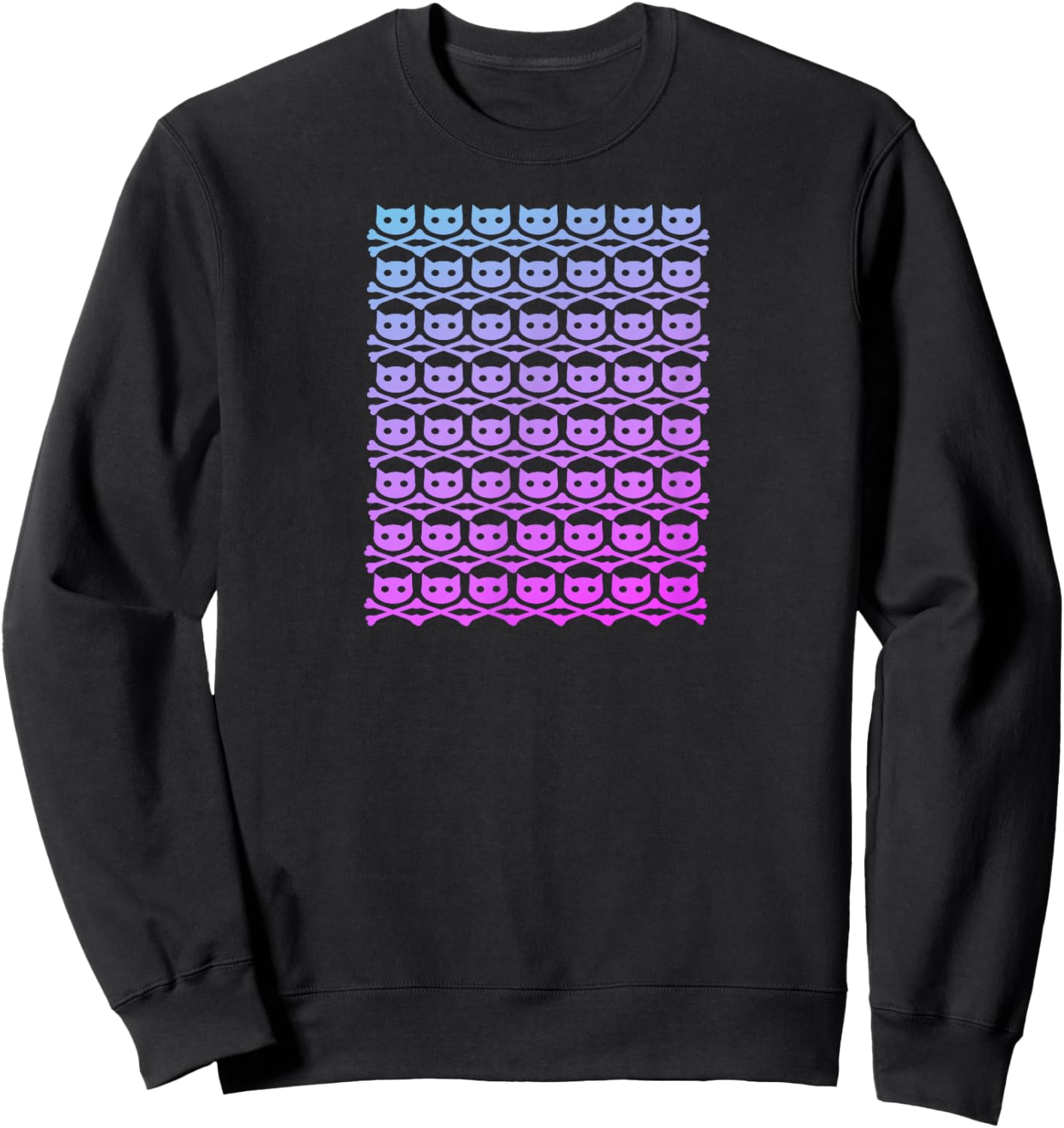 BuddyCatAFK All Over Skull Logo Pink Fade Dark Sweatshirt - Sweatshirt | Black