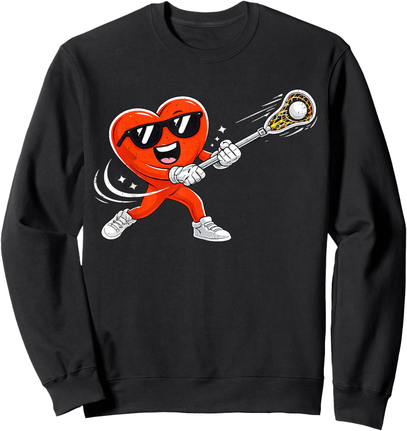 Valentine Lacrosse Heart Sport Valentines Day Men Boys Kids Sweatshirt - Sweatshirt | Black