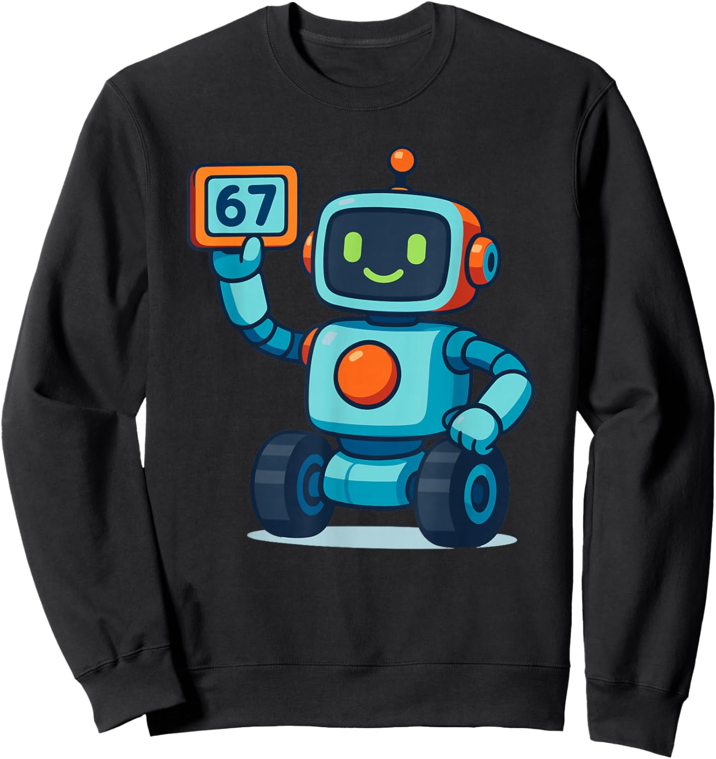 Cartoon Robot 67 Meme Sweatshirt - Sweatshirt | Black