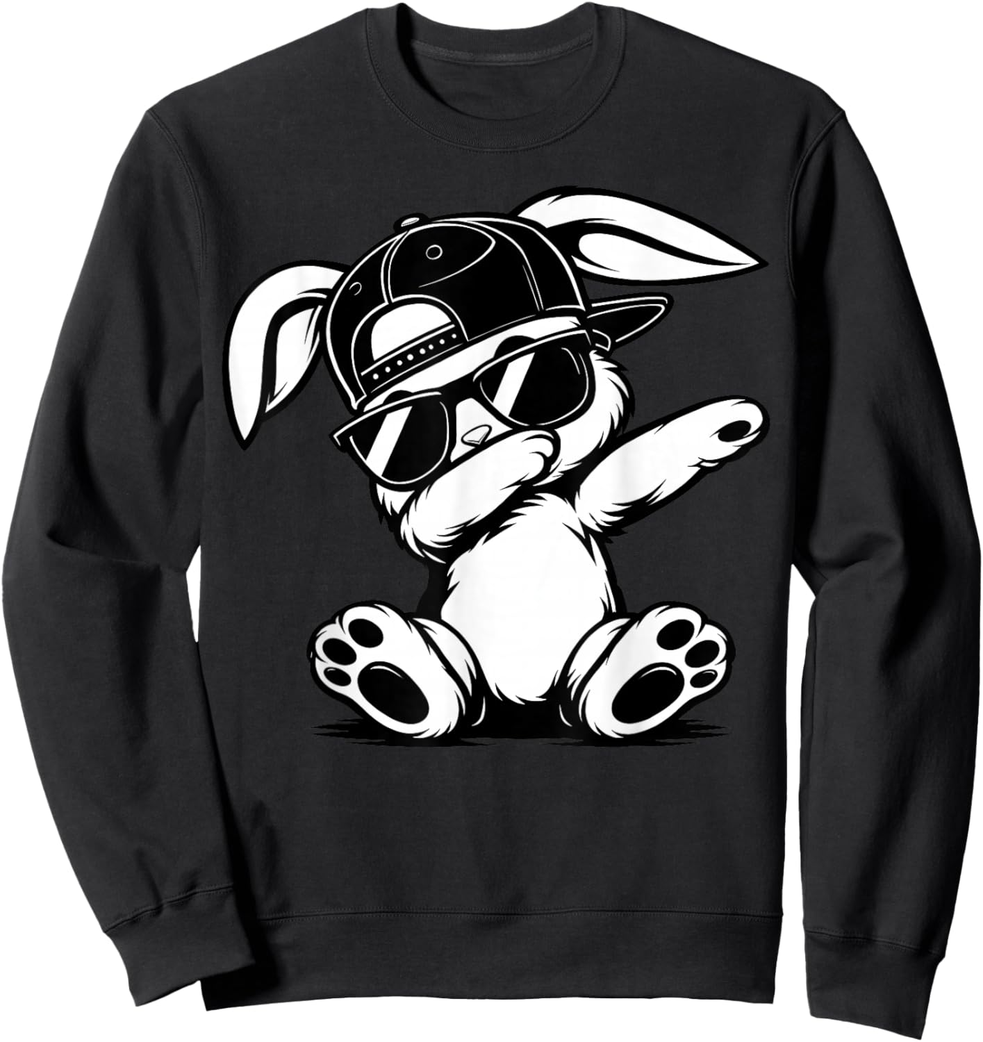 Funny Graphic Meme Dabbing Bunny Women Teens Sweatshirt - Sweatshirt | Black
